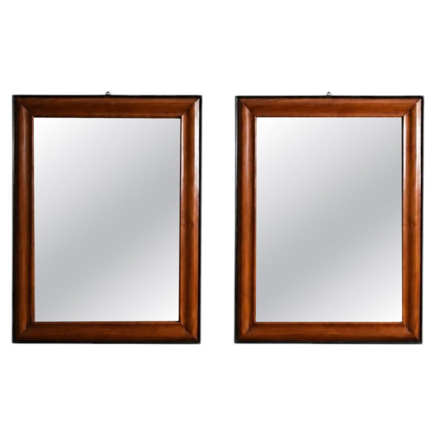 Paire de miroirs en bois bicolore et bois ébonisé, C.I.C.