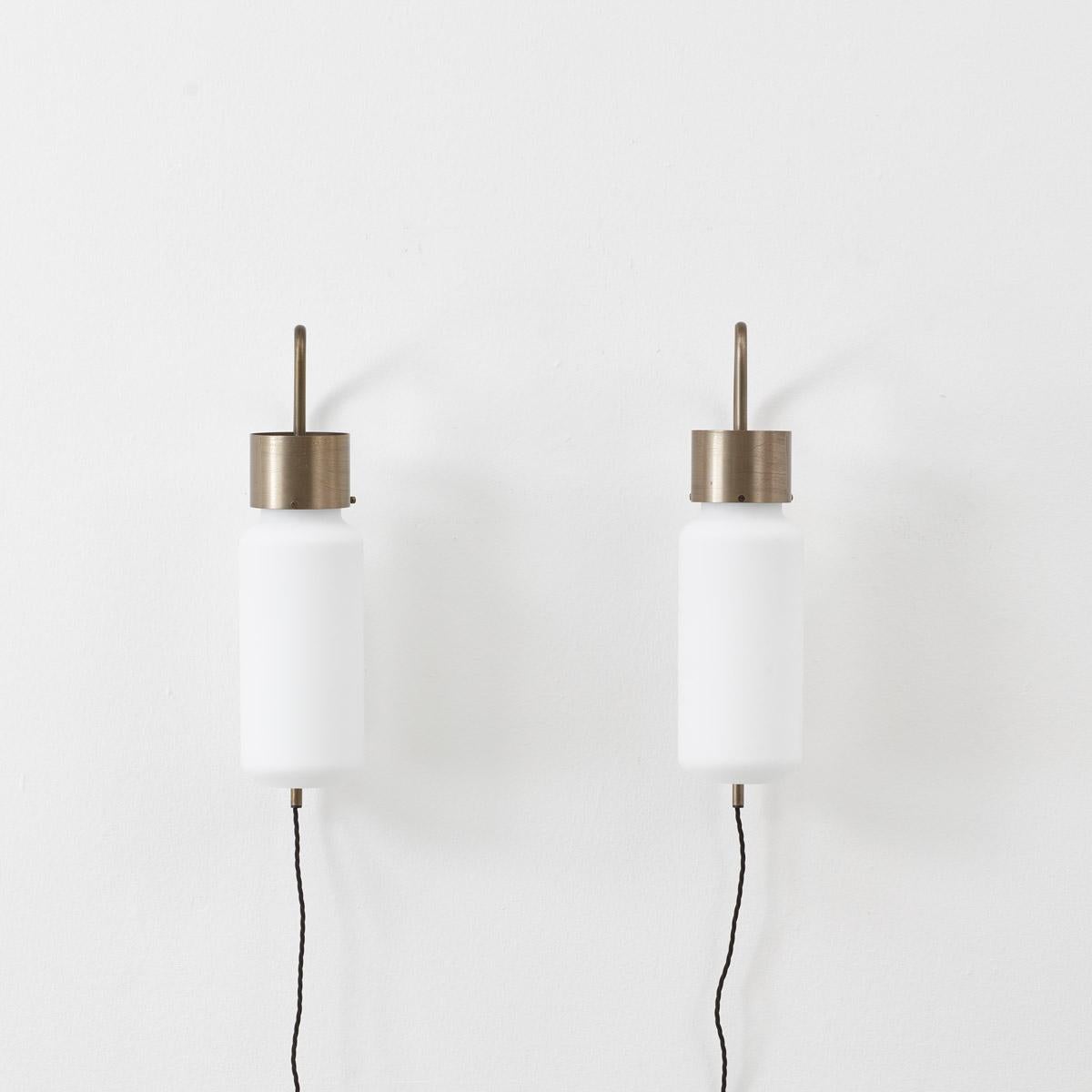 Mid-Century Modern Pair of Bidone Wall Lights by Luigi Caccia Dominioni for Azucena, Italy