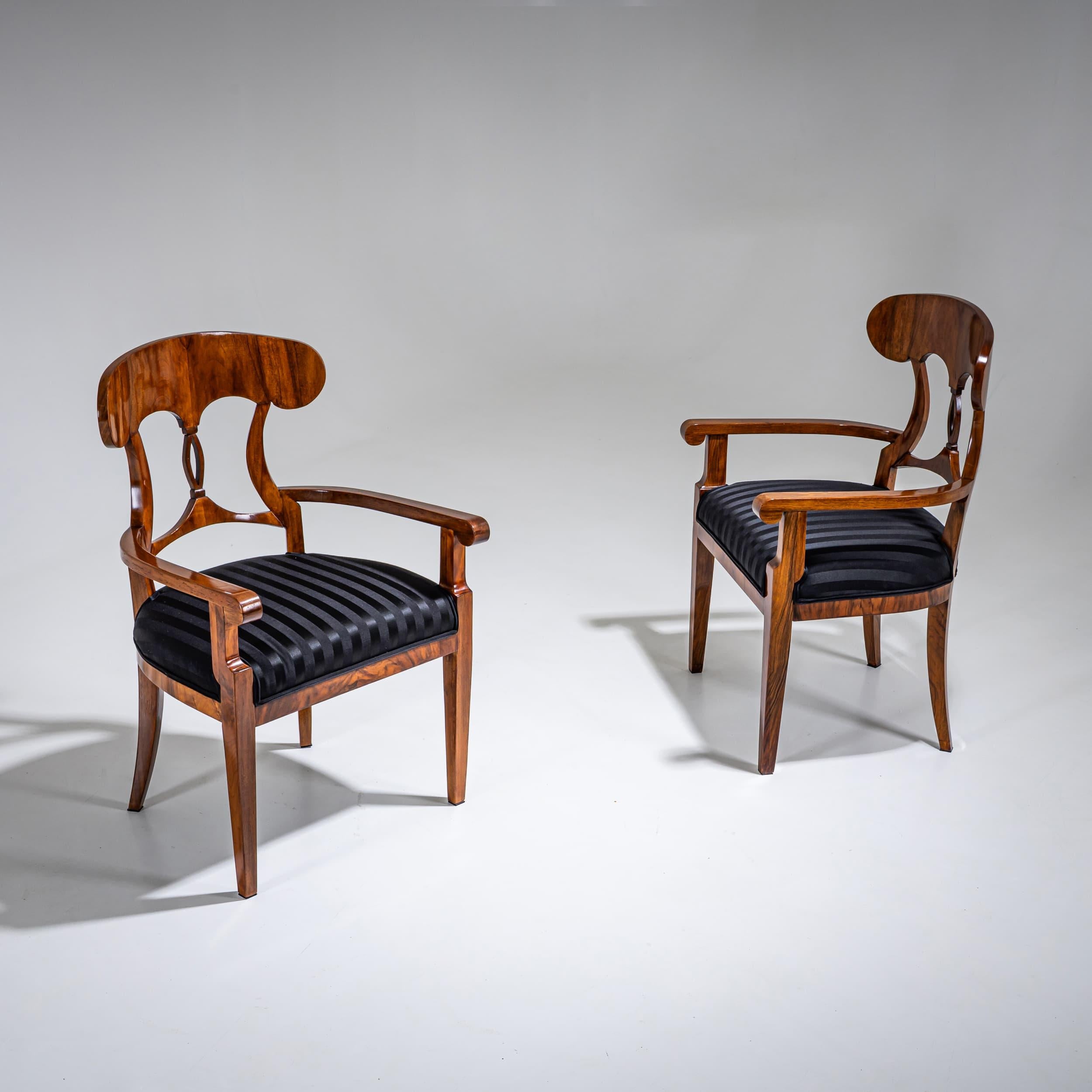 German Pair of Biedermeier Armchairs, circa 1830 For Sale