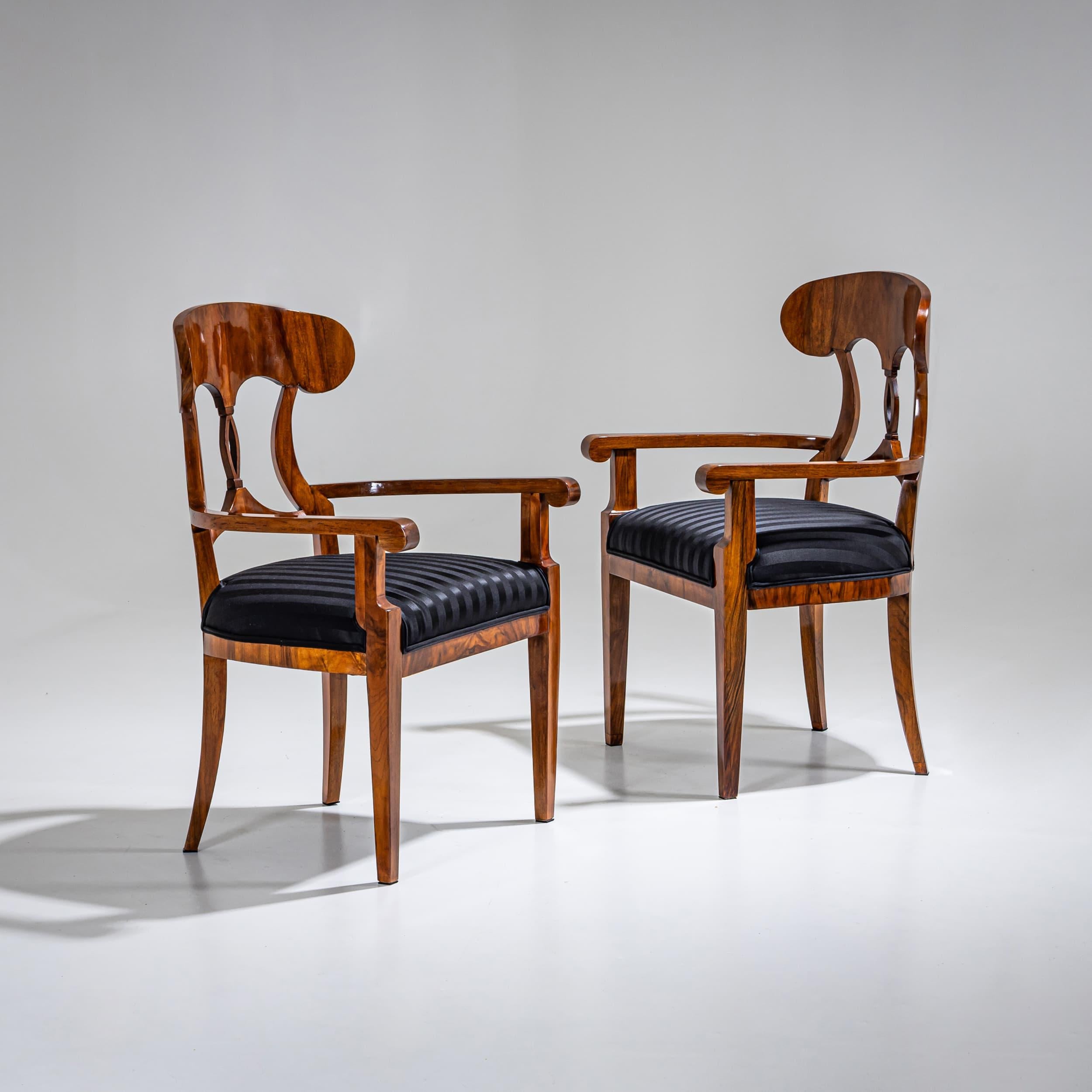 Fabric Pair of Biedermeier Armchairs, circa 1830 For Sale