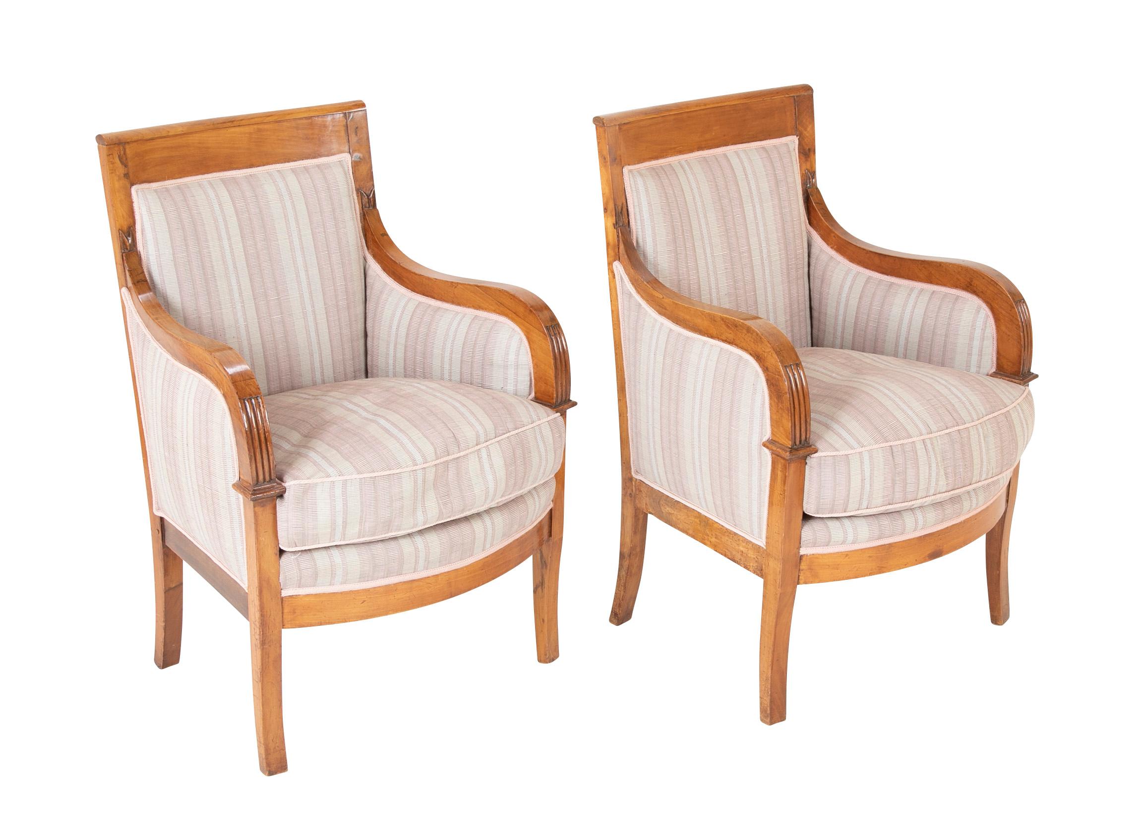 A pair of Biedermeier armchairs from the estate of Milton & Beatrice Stern, Greenwich, CT.

Featured on the October 1991 cover of Architectural Digest.

Seat height : 18