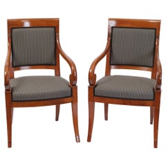 Pair of Biedermeier Armchairs Nutwood c. 1820