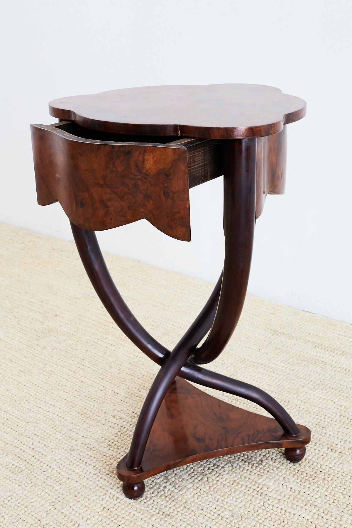 Pair of Biedermeier Bent Leg Burl Wood Tables 6