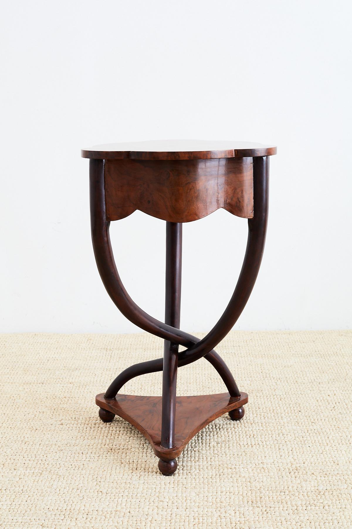 Pair of Biedermeier Bent Leg Burl Wood Tables 7