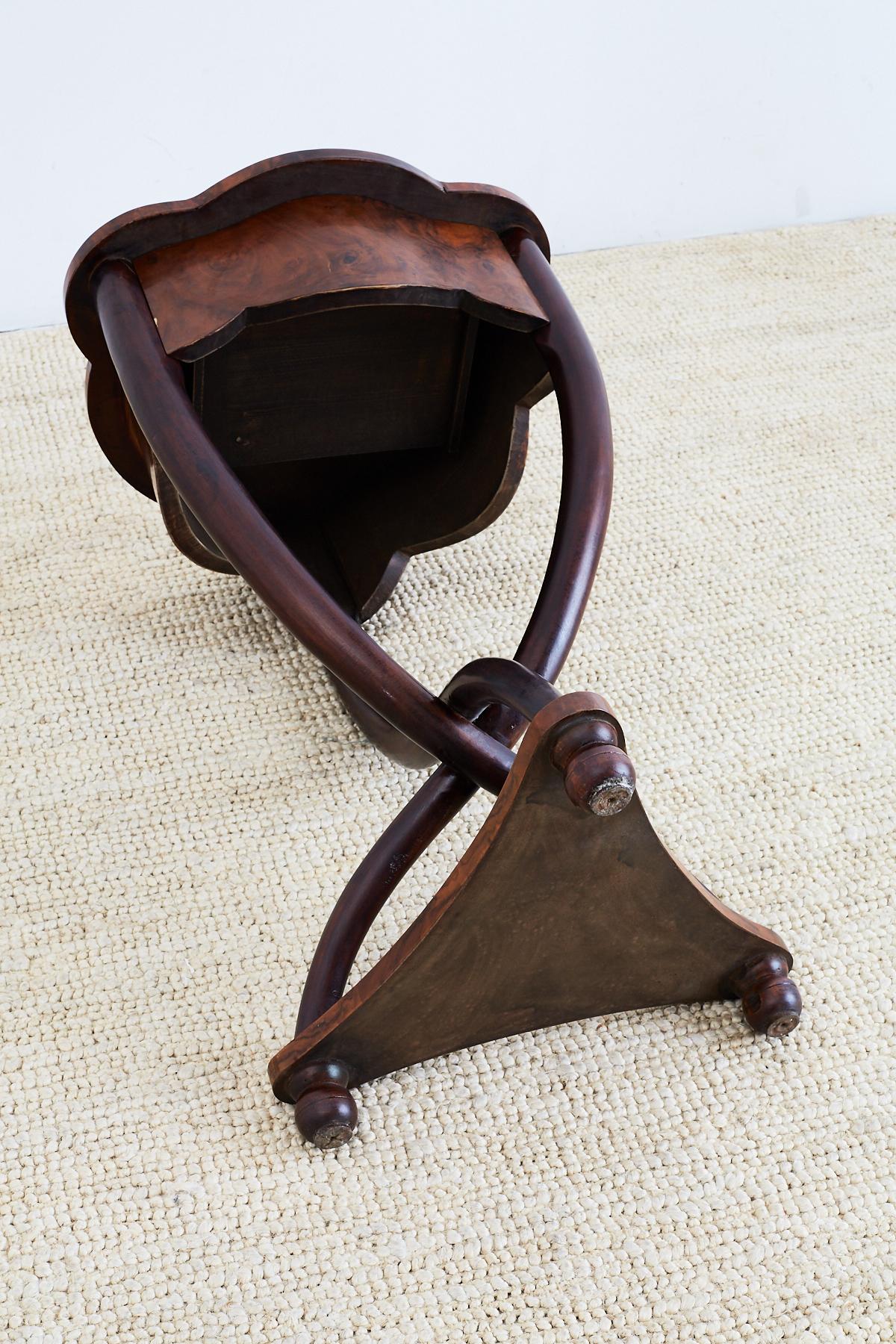 Pair of Biedermeier Bent Leg Burl Wood Tables 8