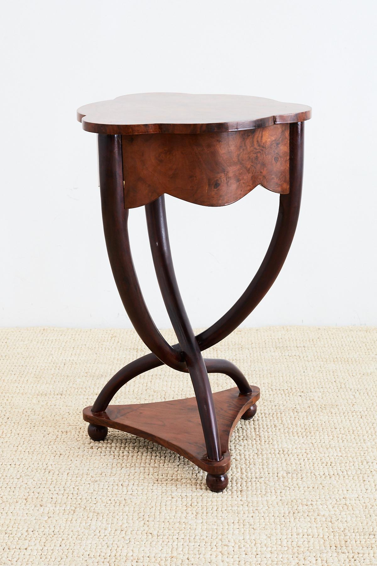 Pair of Biedermeier Bent Leg Burl Wood Tables In Good Condition In Rio Vista, CA