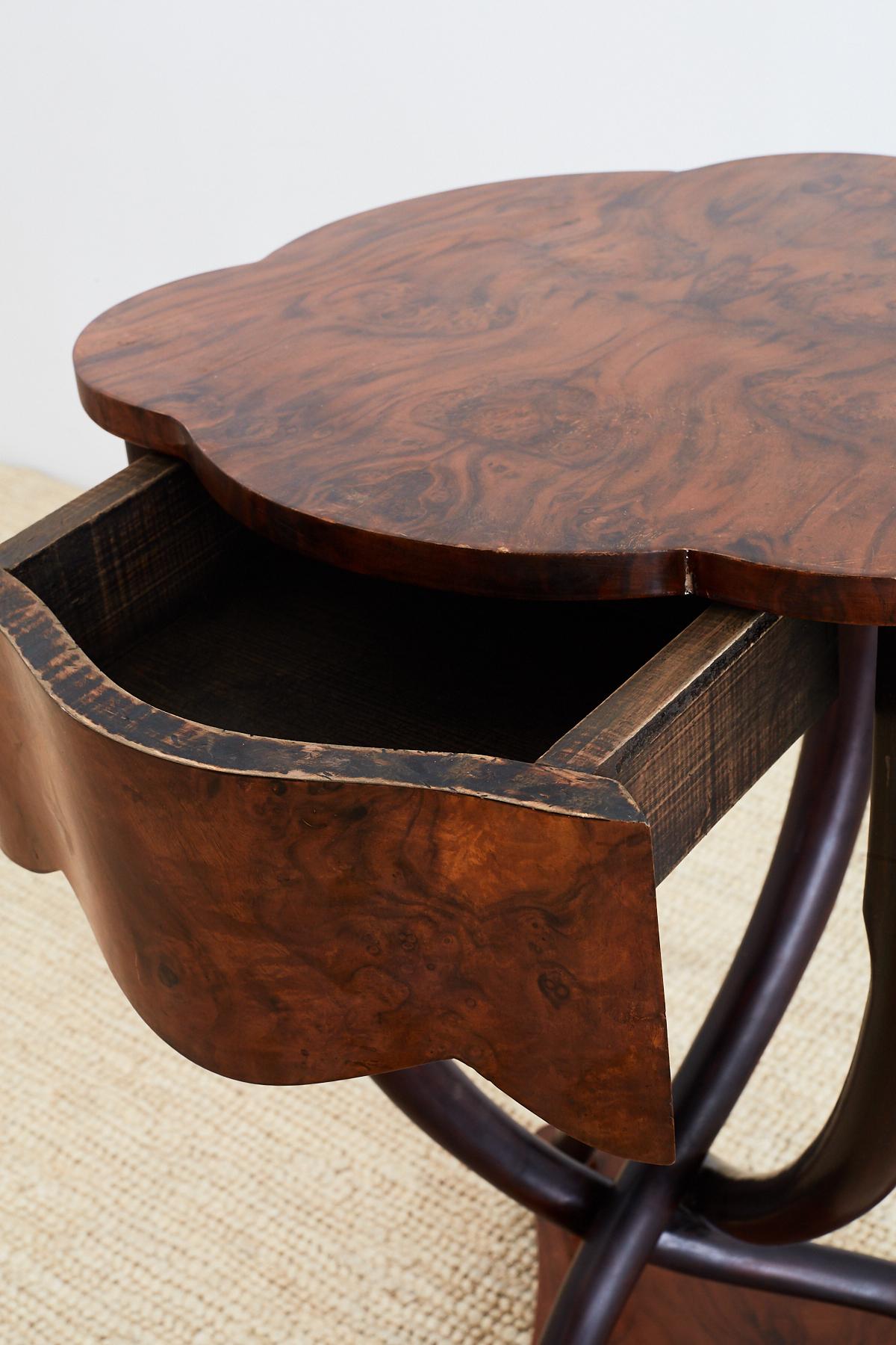 Pair of Biedermeier Bent Leg Burl Wood Tables 2