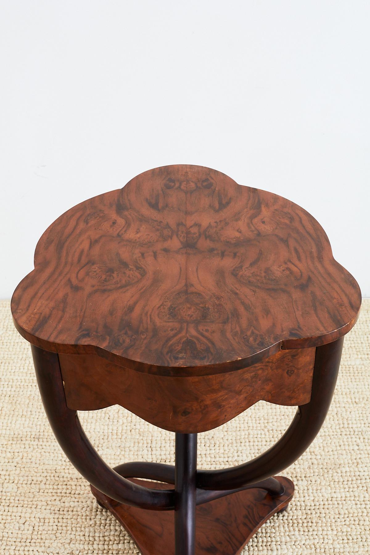 Pair of Biedermeier Bent Leg Burl Wood Tables 3