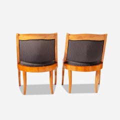 Pareja de sillas Bergère Biedermeier de madera de cerezo