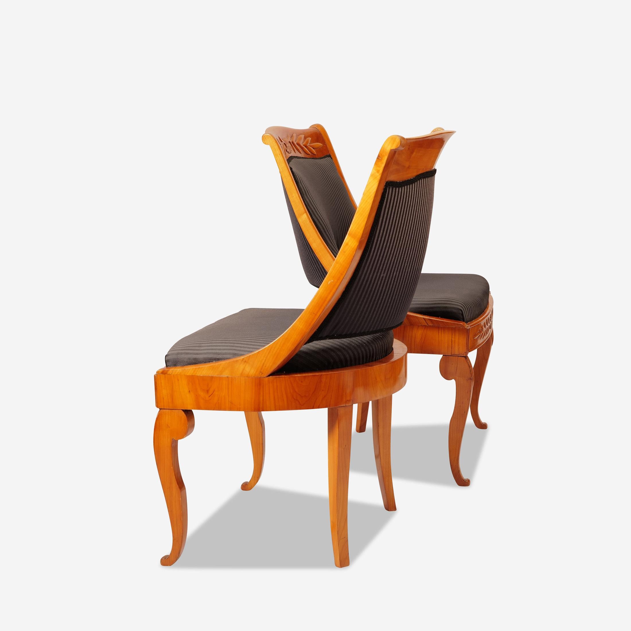 German Pair of Biedermeier Bergère Chairs Cherrywood  For Sale