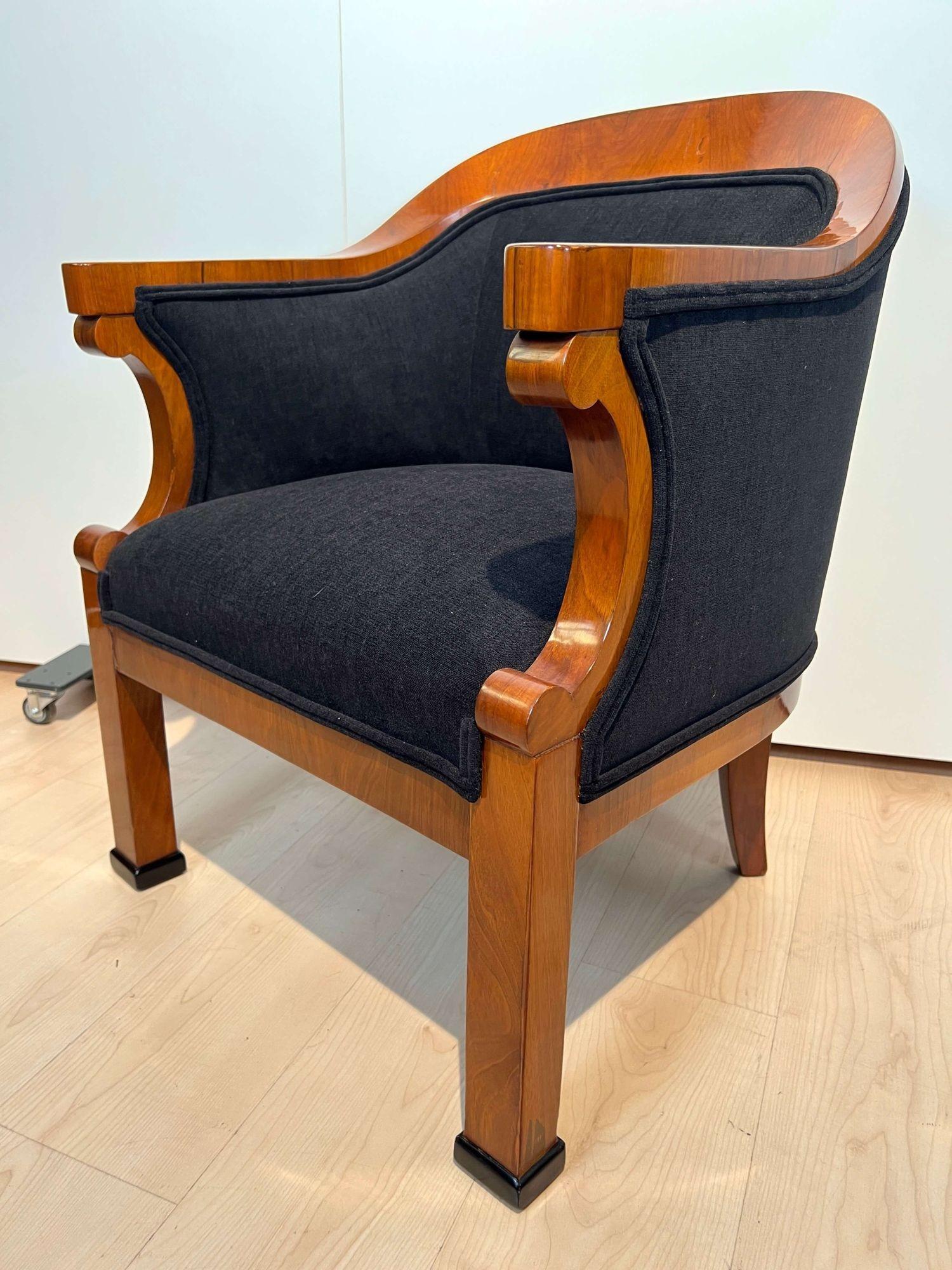 Pair of Biedermeier Bergere Chairs, Walnut Veneer, Vienna/Austria, 19th Century 2