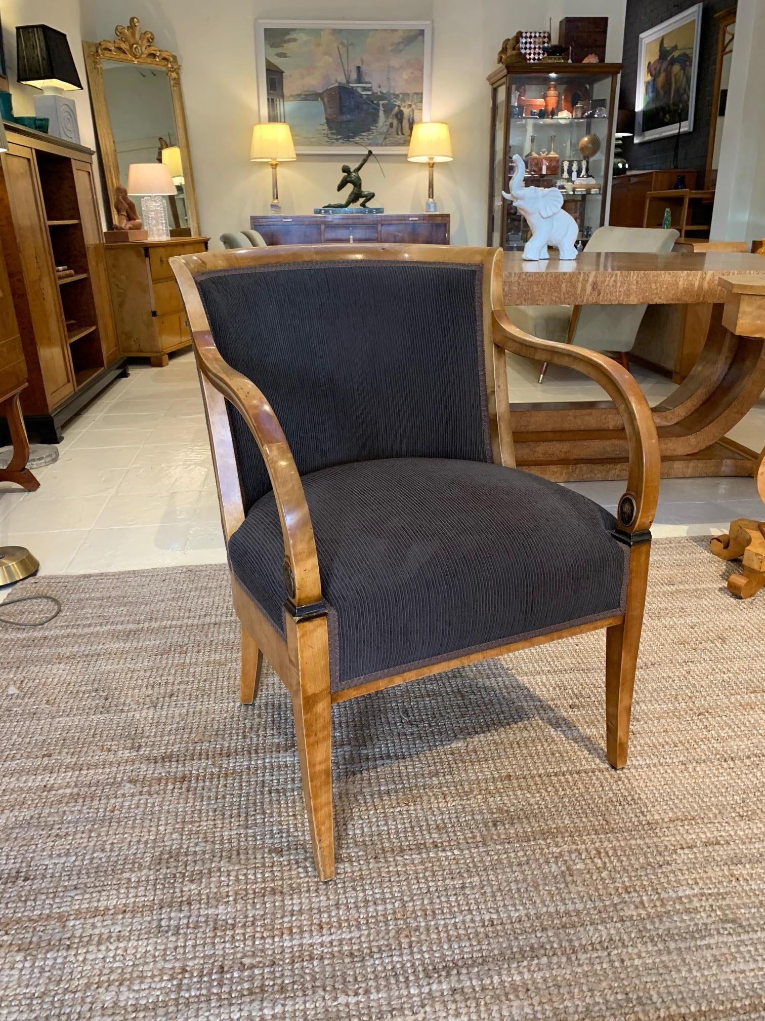 Pair of Biedermeier Birch Bergere Armchairs In Good Condition In Armadale, Victoria