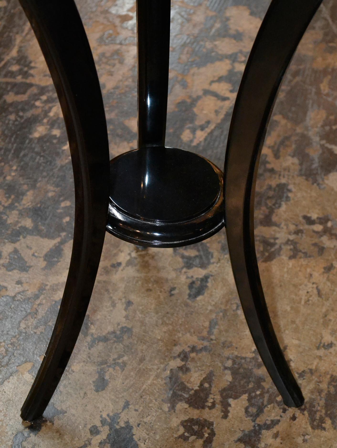 Pair of Biedermeier Style Black Lacquered Side Tables In Excellent Condition In Dallas, TX