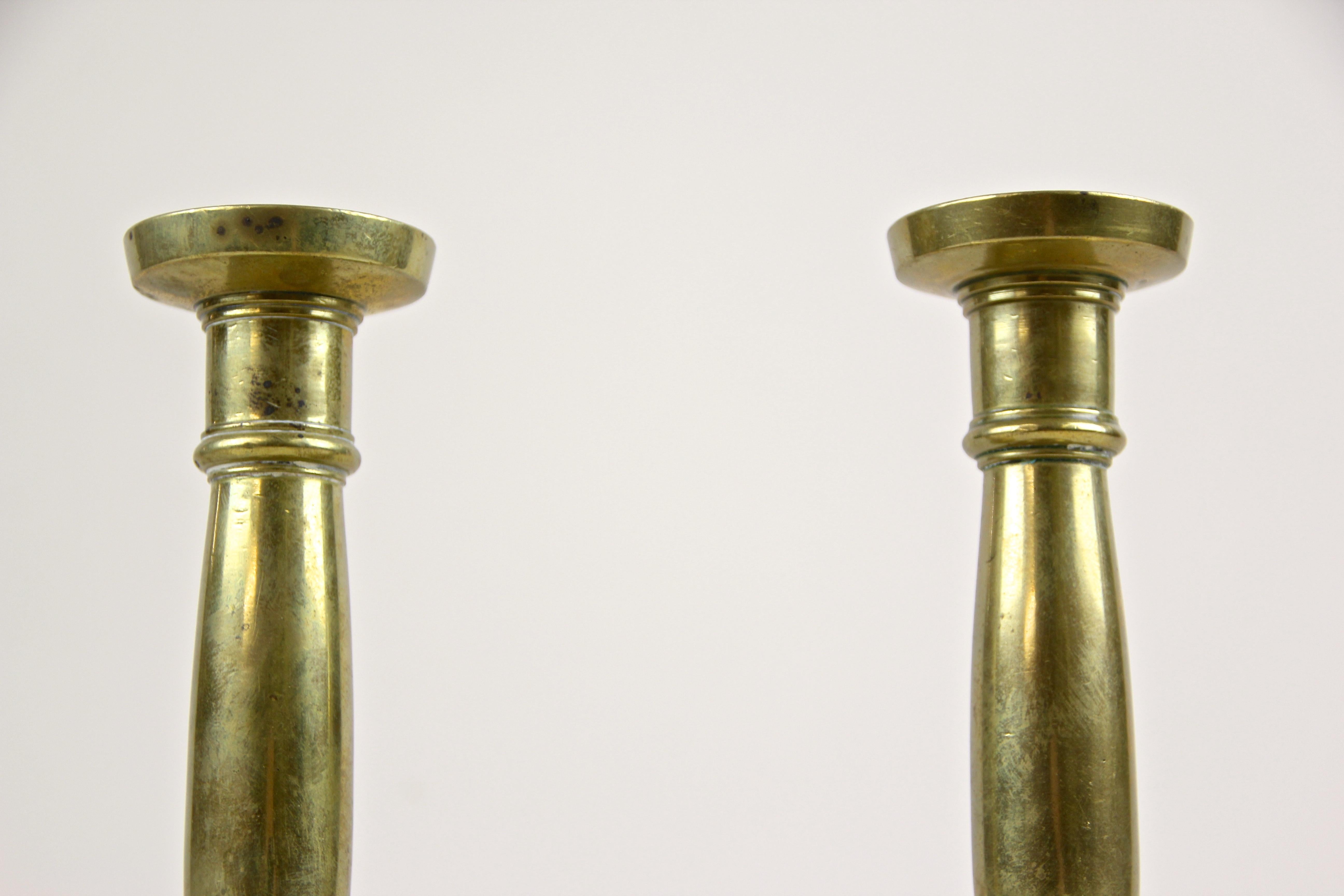 Pair of Biedermeier Brass Candlesticks 19th Century, Austria, circa 1830 For Sale 7