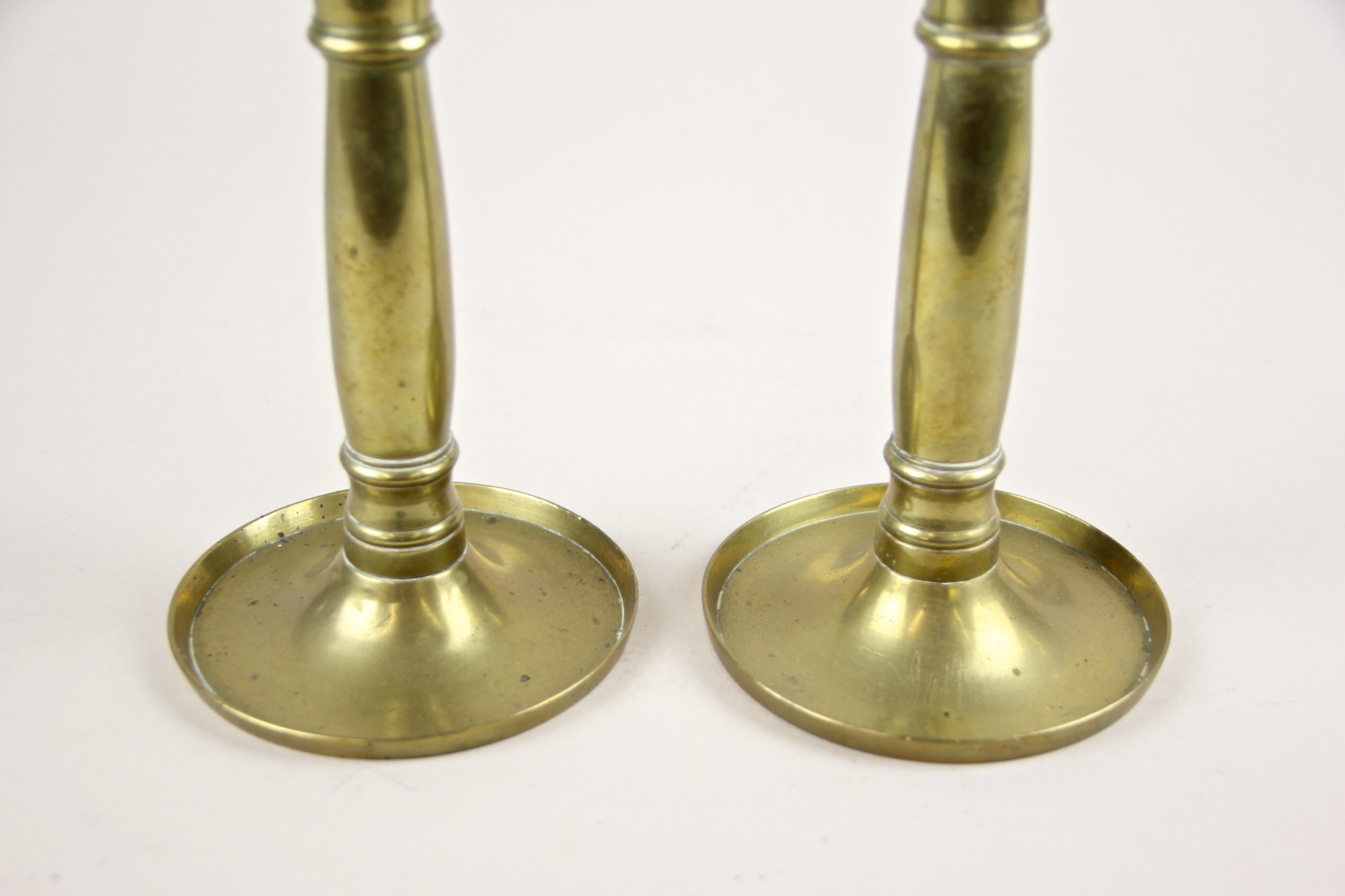 Pair of Biedermeier Brass Candlesticks 19th Century, Austria, circa 1830 For Sale 1