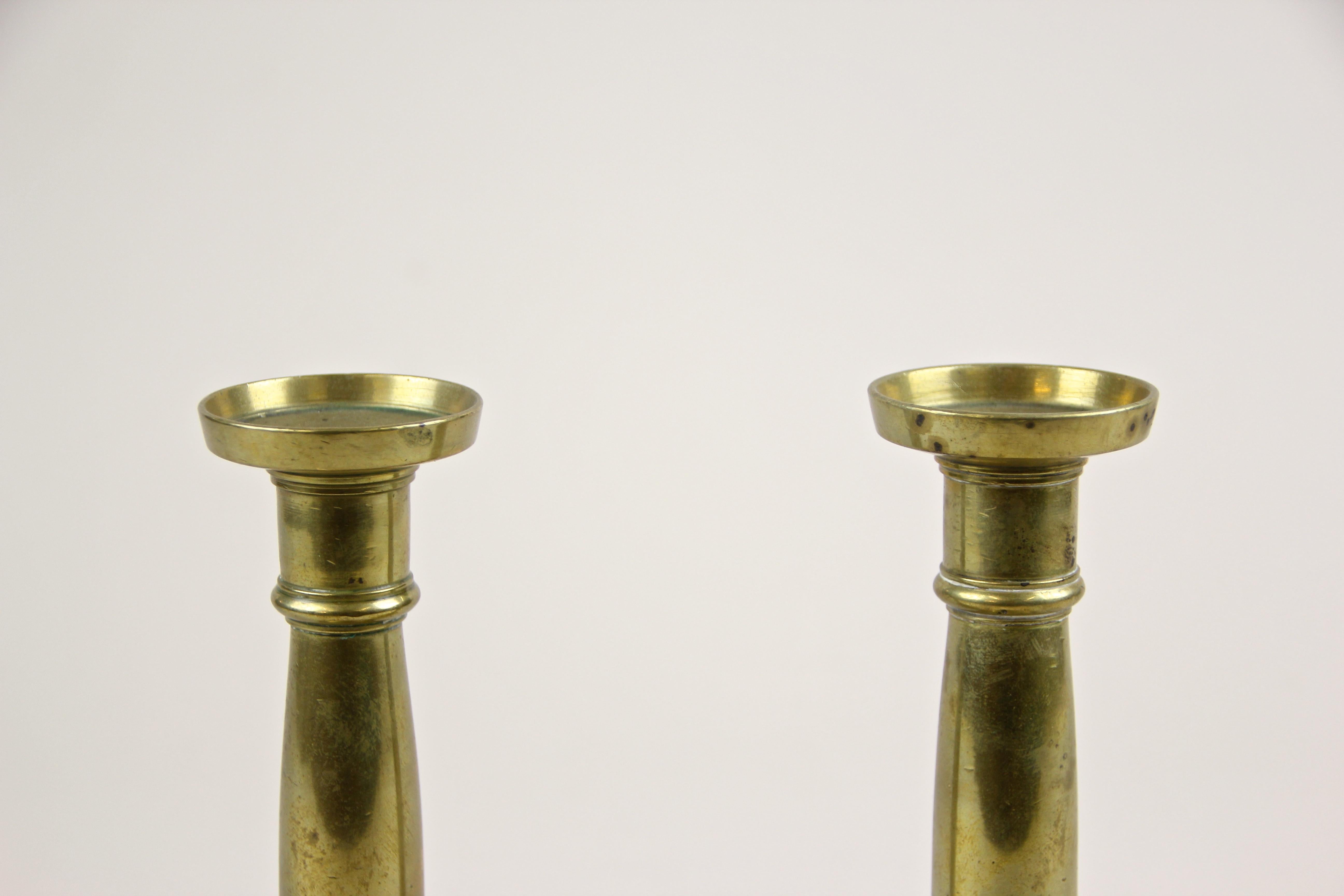 Pair of Biedermeier Brass Candlesticks 19th Century, Austria, circa 1830 For Sale 2