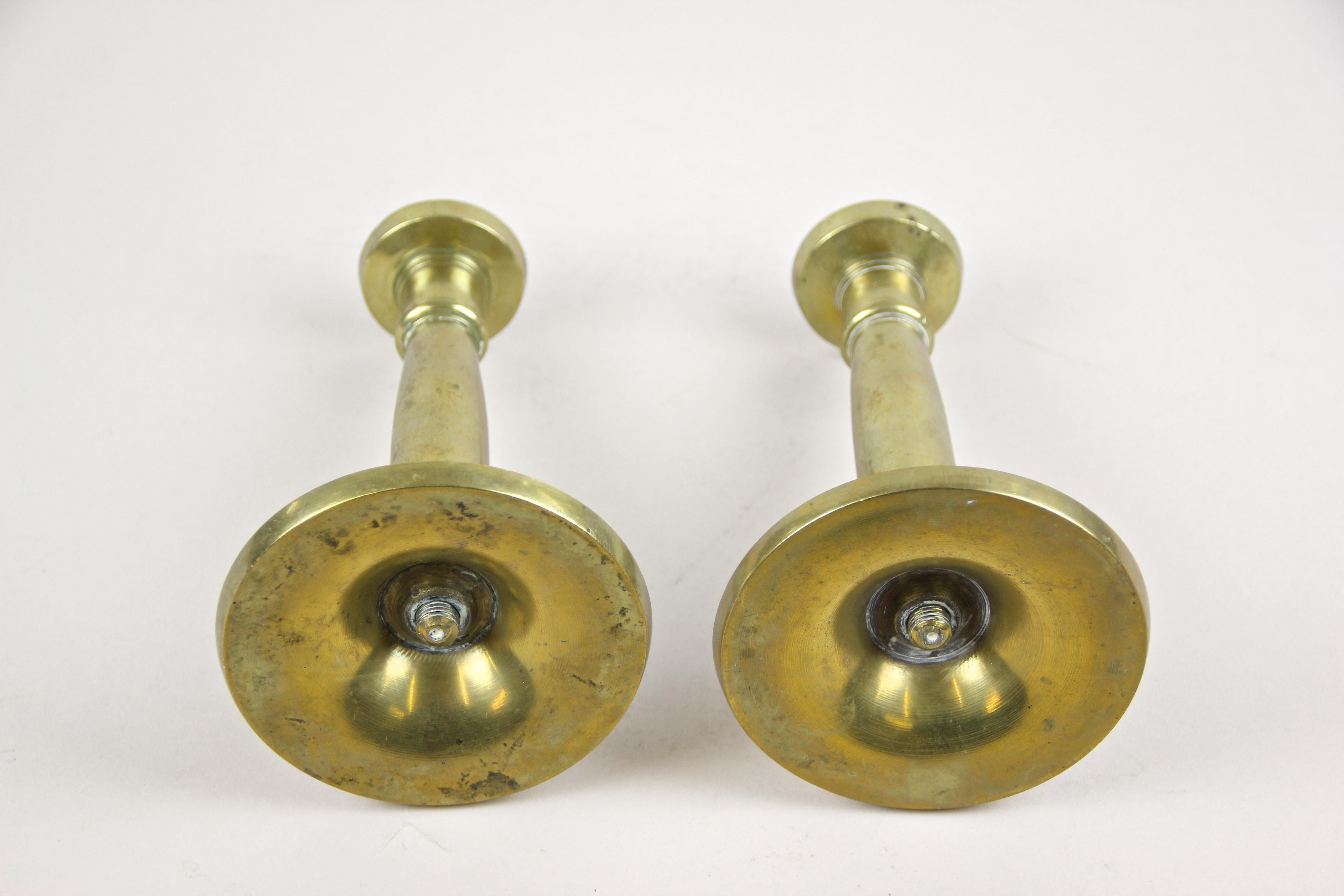 Pair of Biedermeier Brass Candlesticks 19th Century, Austria, circa 1830 For Sale 3