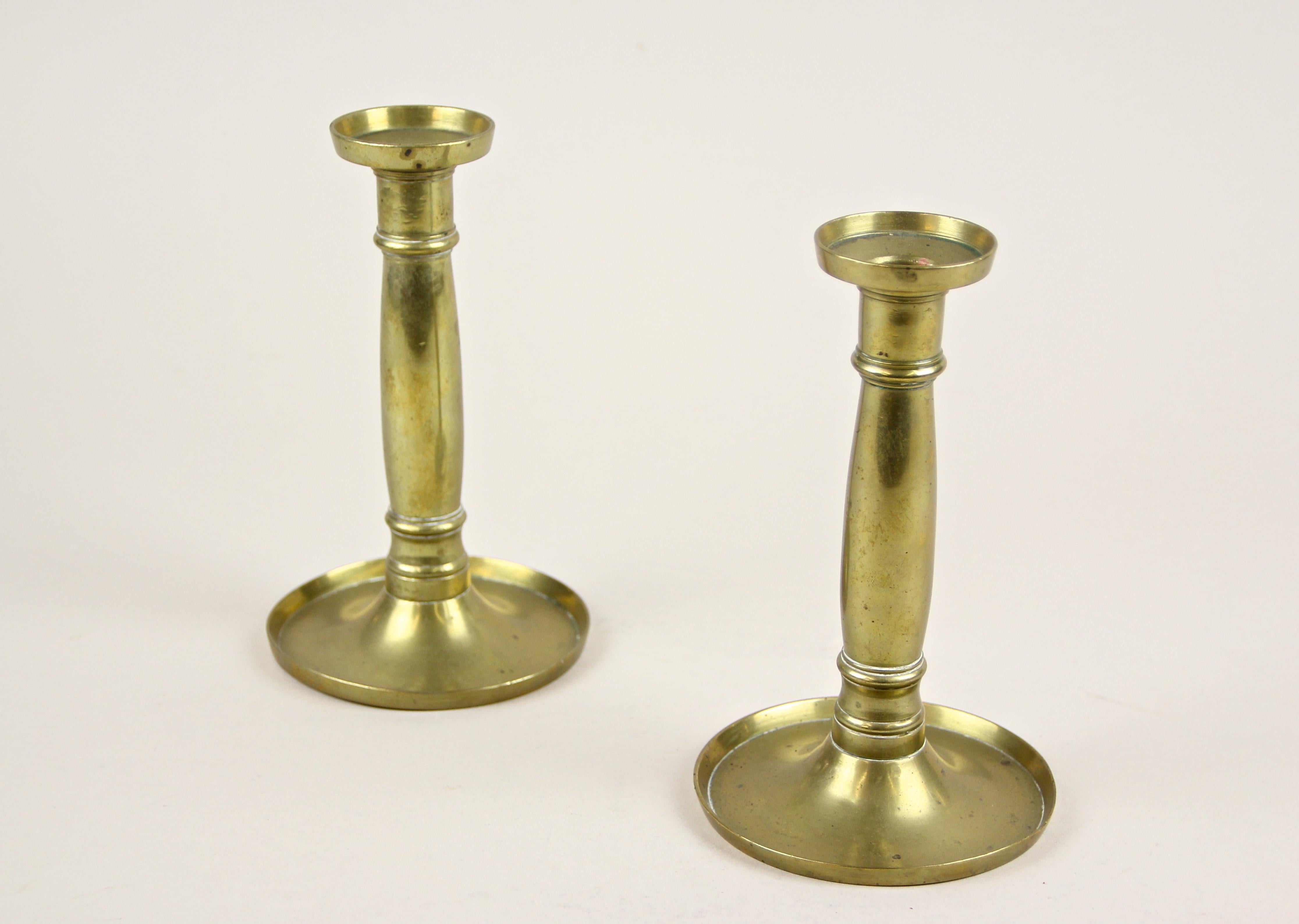 Pair of Biedermeier Brass Candlesticks 19th Century, Austria, circa 1830 For Sale 4