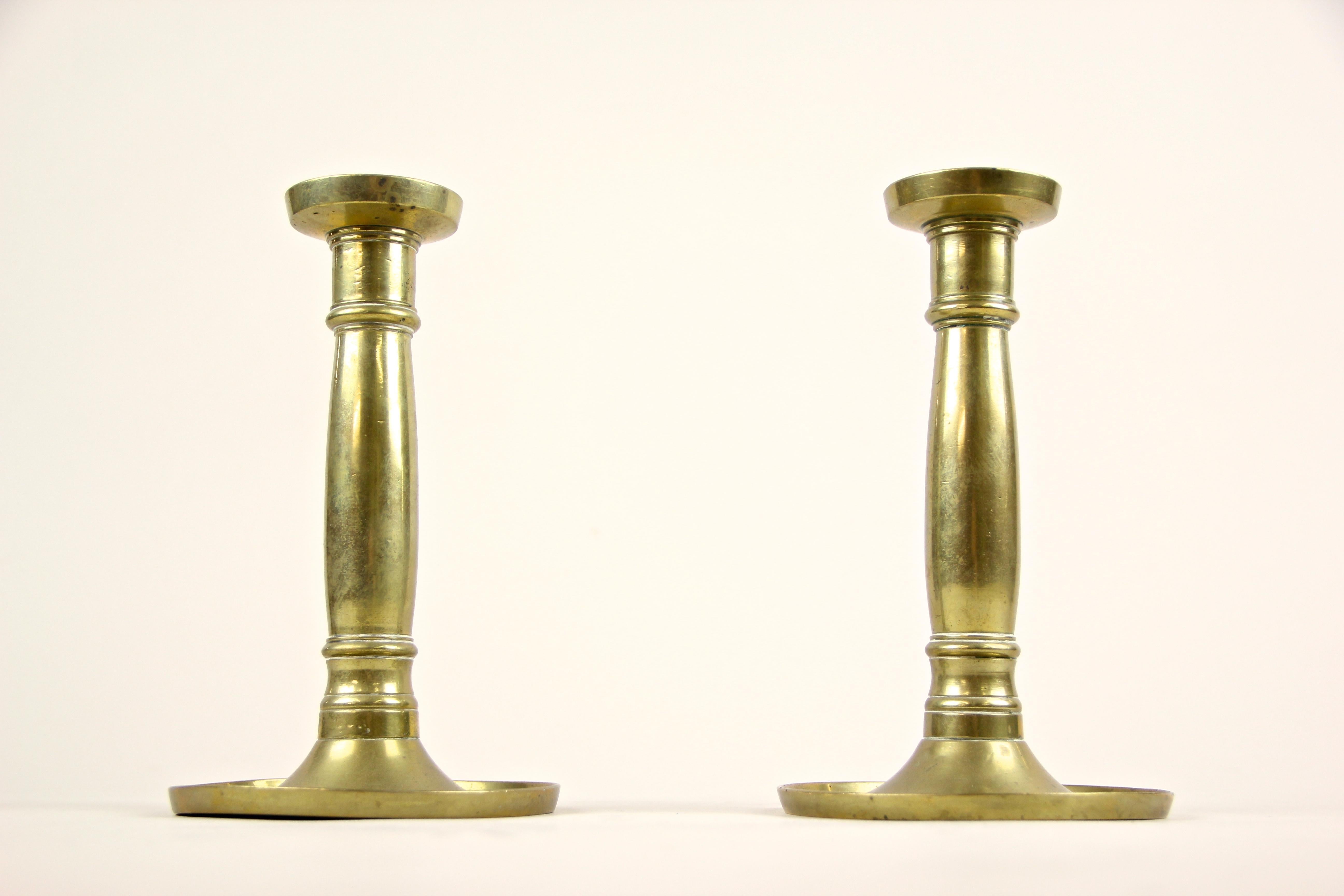Pair of Biedermeier Brass Candlesticks 19th Century, Austria, circa 1830 For Sale 5