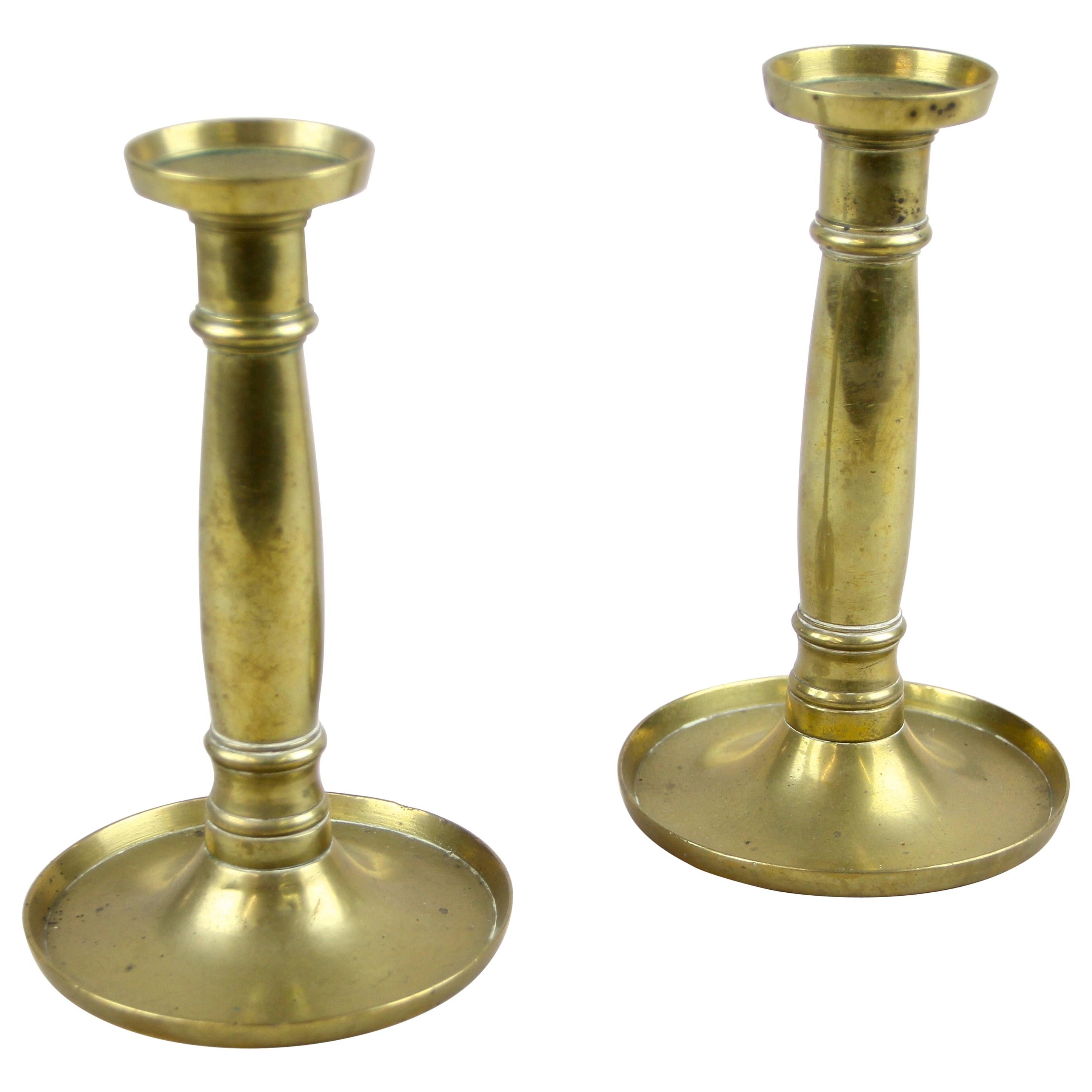 Pair of Biedermeier Brass Candlesticks 19th Century, Austria, circa 1830 For Sale