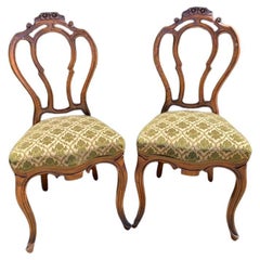 Pair of Biedermeier carved Dining Chairs Natural Finish late 1800s