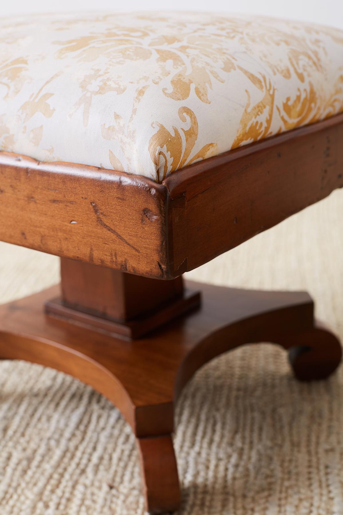 Pair of Biedermeier Carved Footstools with Fortuny Upholstery 2