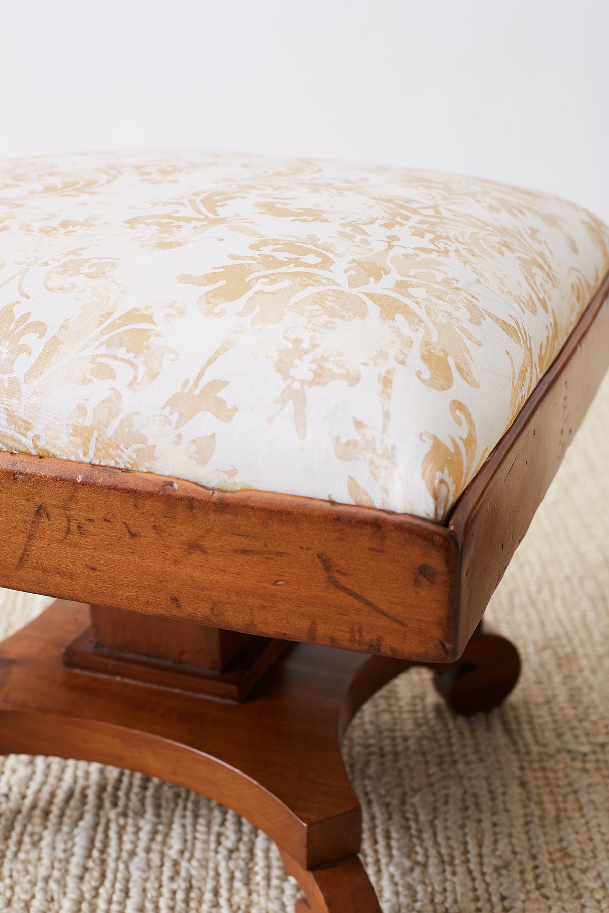 Pair of Biedermeier Carved Footstools with Fortuny Upholstery 5