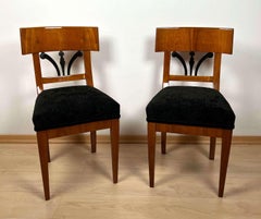 Pair of Biedermeier Chairs, Cherry Veneer, South Germany circa 1830