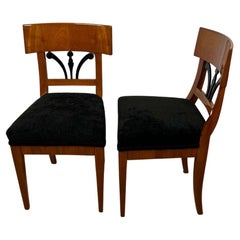 Pair of Biedermeier Chairs, Cherry Veneer, South Germany, circa 1830