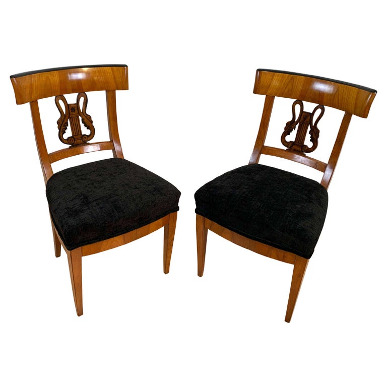 Pair of Biedermeier Chairs, Cherry Wood, Painting, South Germany circa 1820 For Sale