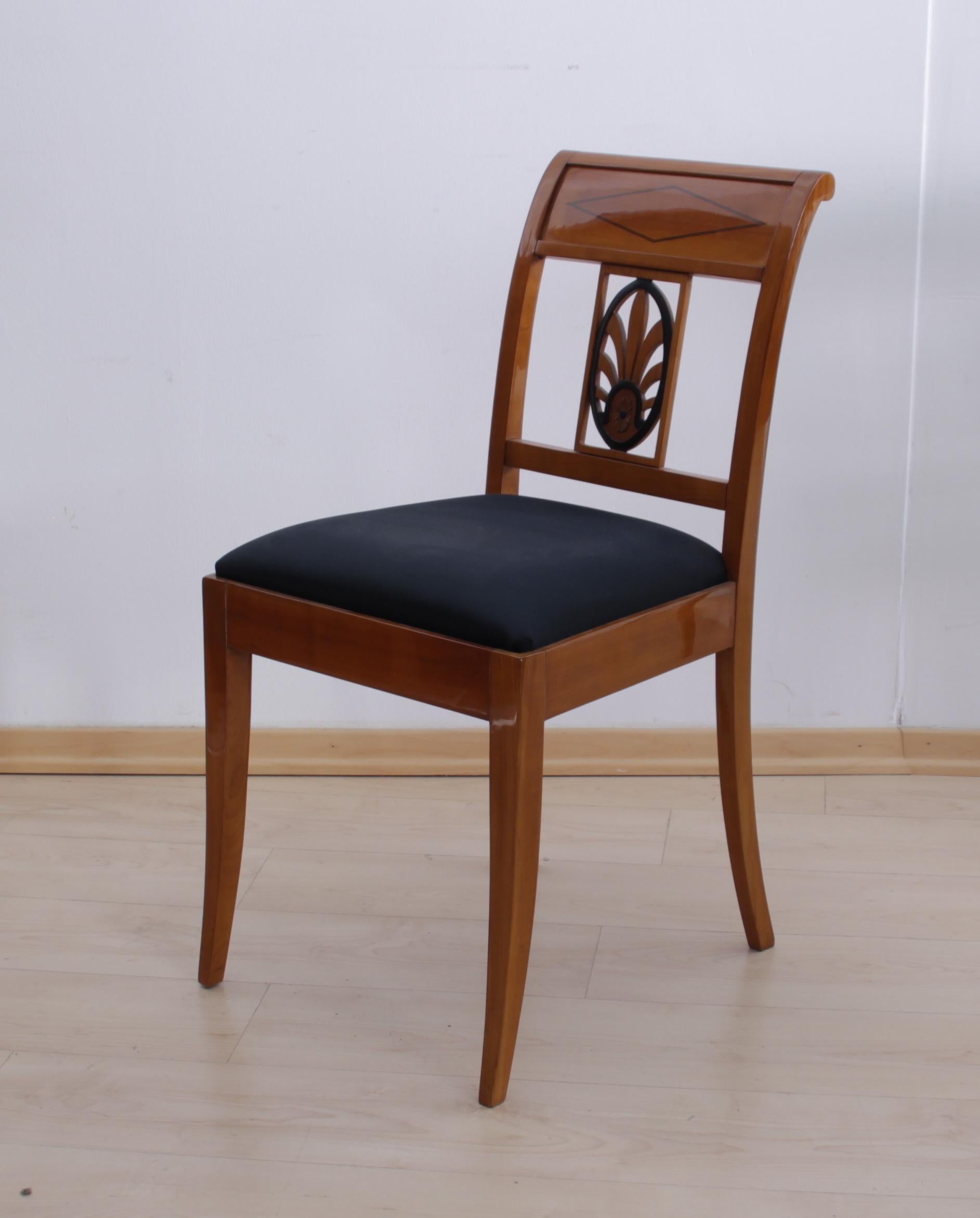 Ebonized Pair of Biedermeier Chairs/Ebony, Cherry, Southwest Germany, circa 1820