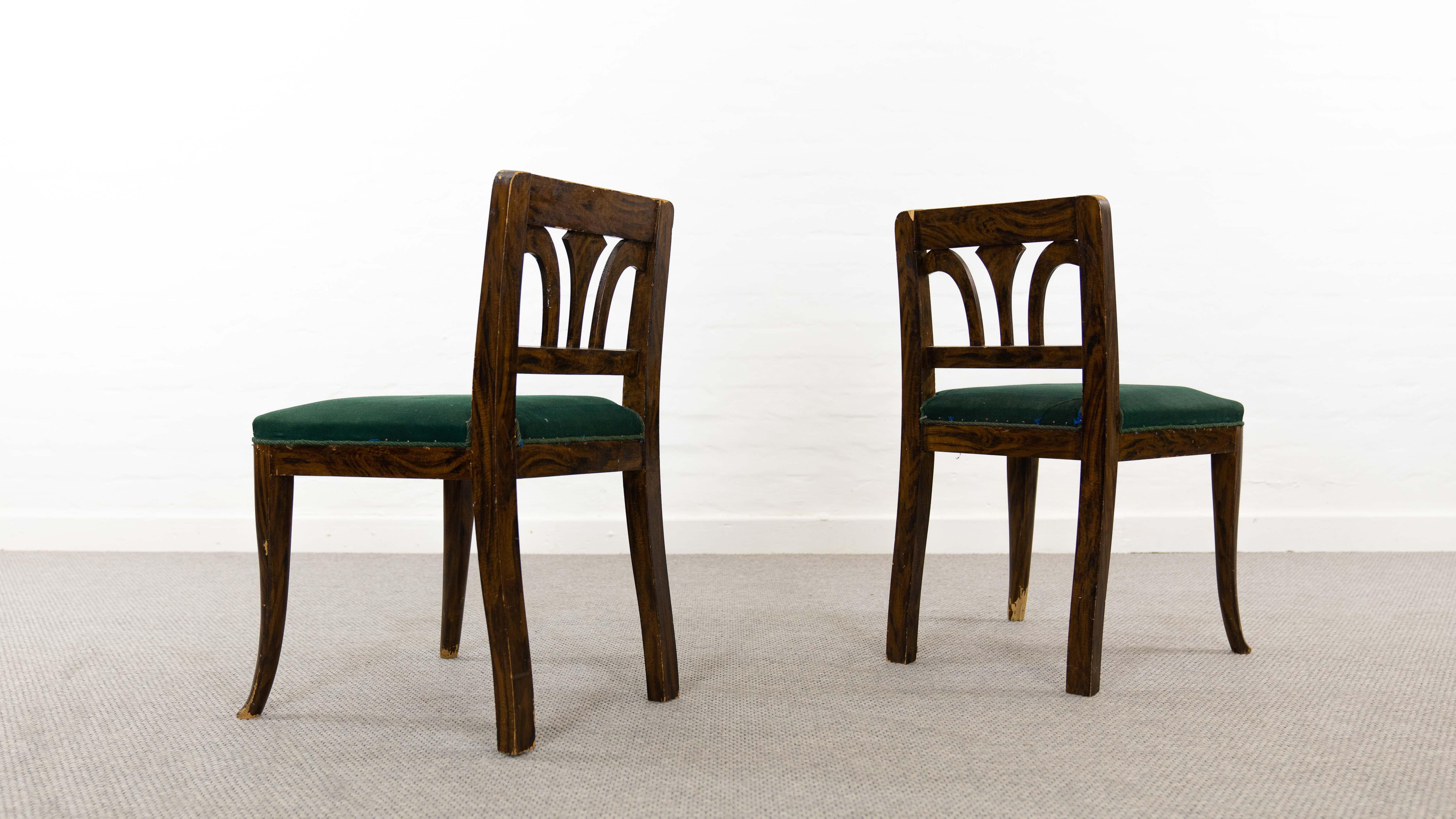 Wood Pair of Biedermeier Chairs For Sale