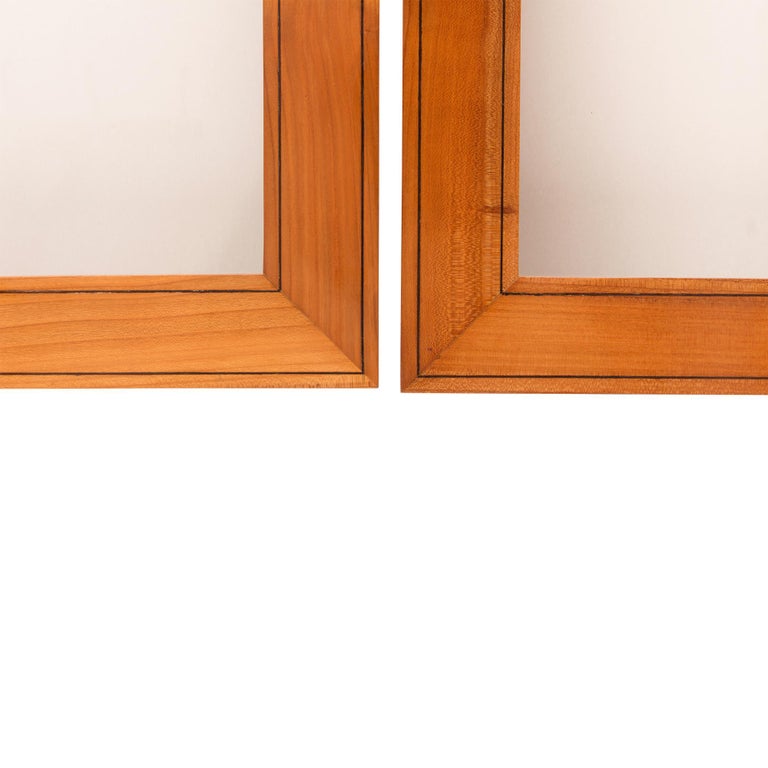 Polished Pair of Biedermeier Cherrywood Picture Frames For Sale