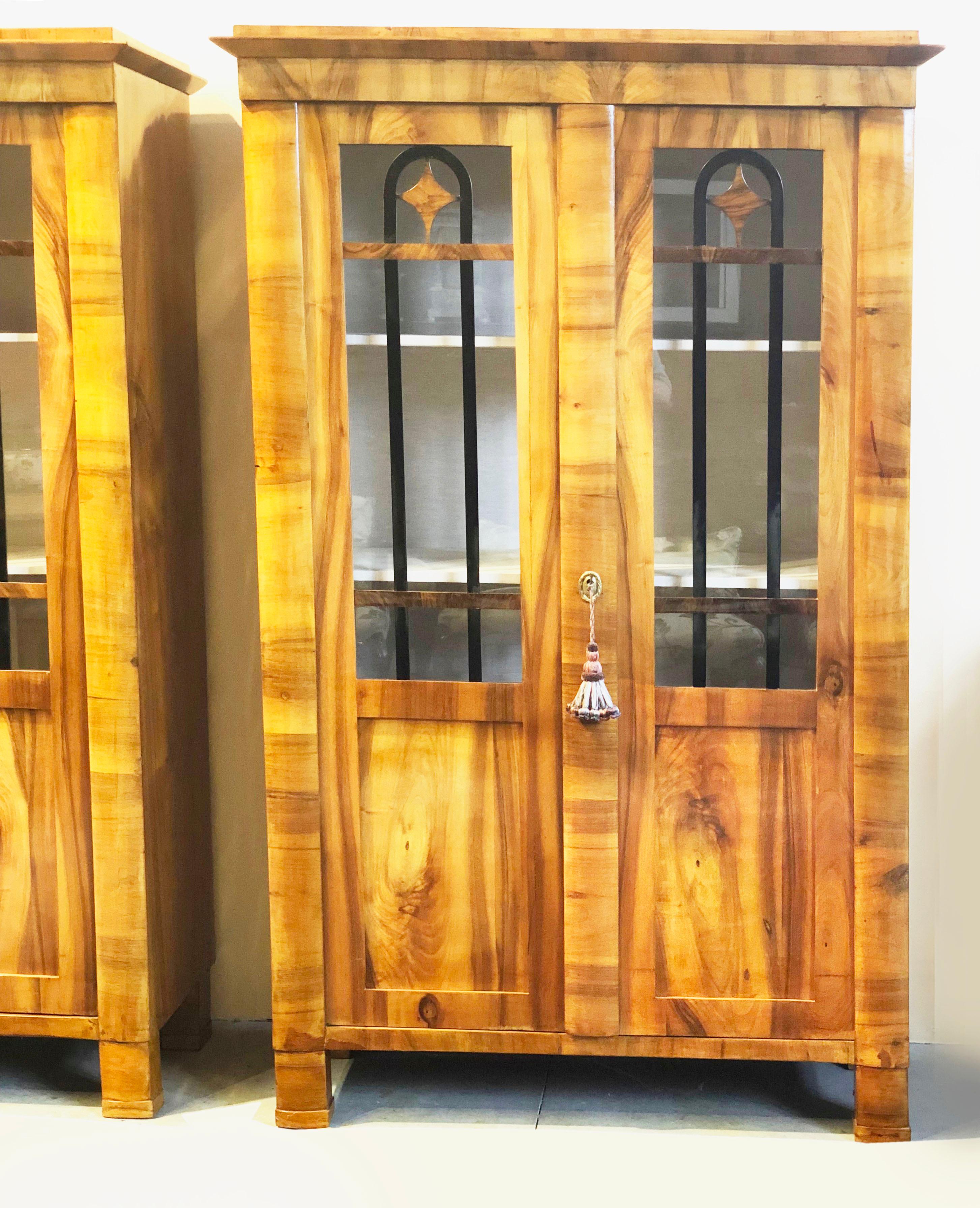 Pair of Biedermeier Early 19th Century Bookcases Display Cabinets In Excellent Condition In Santander, ES