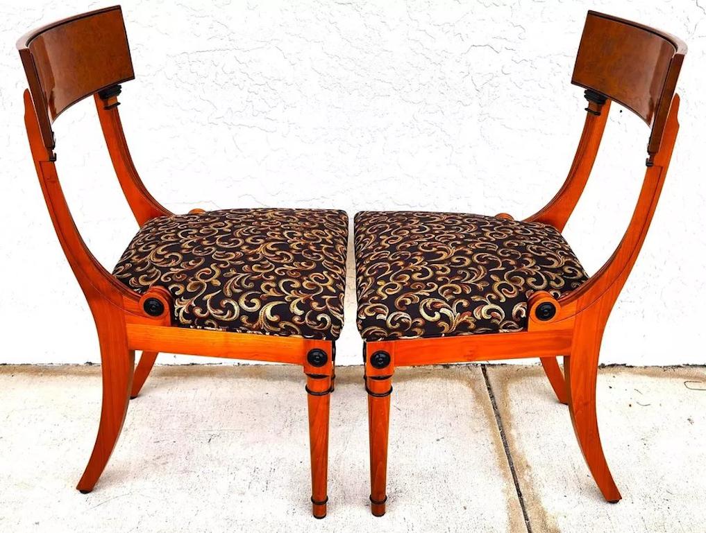 Milieu du XXe siècle Paire de chaises Empire Biedermeier en broussin en vente