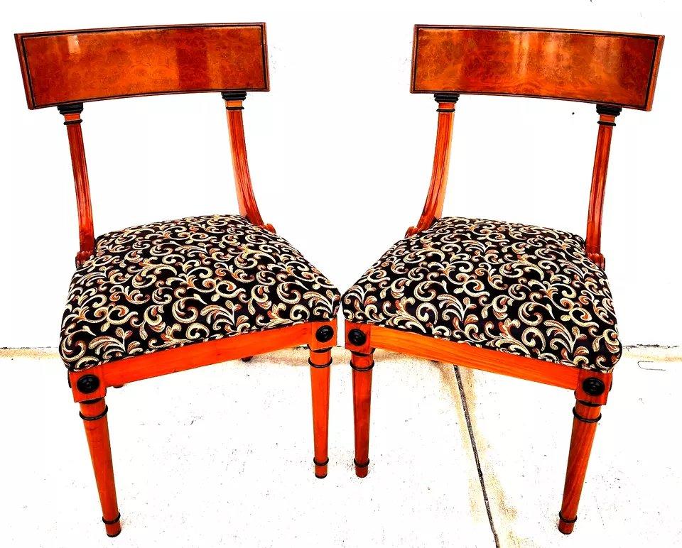Paire de chaises Empire Biedermeier en broussin en vente 2