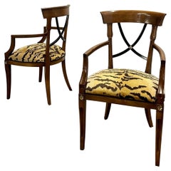 Pair of Biedermeier Fauteuils, Armchairs, Leopard Fabric, Hollywood Regency