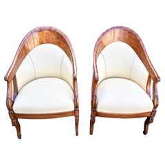 Pair of Biedermeier Fruitwood Tub Chairs