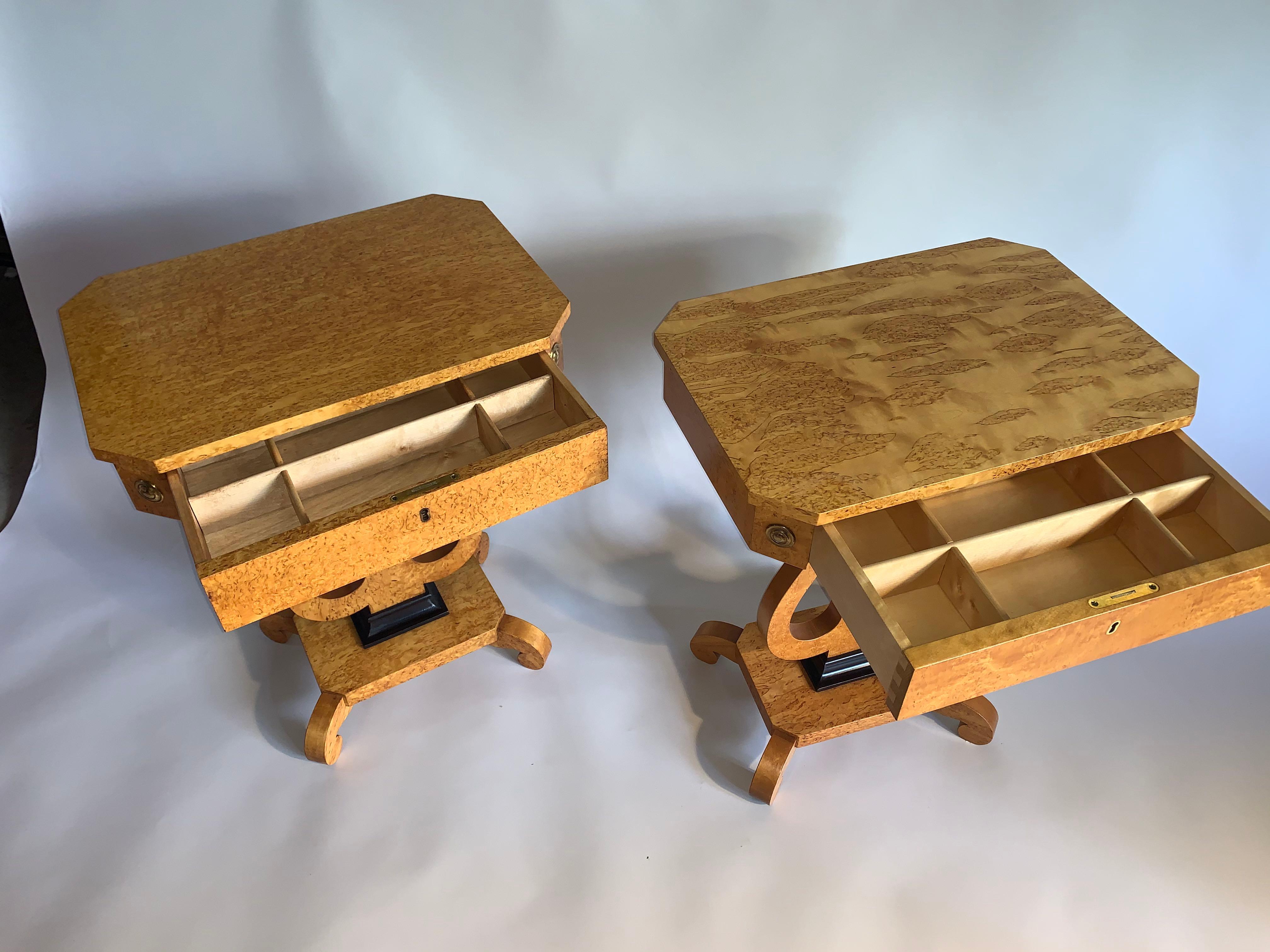 Pair of Biedermeier Lyre Sewing Tables B239 For Sale 1