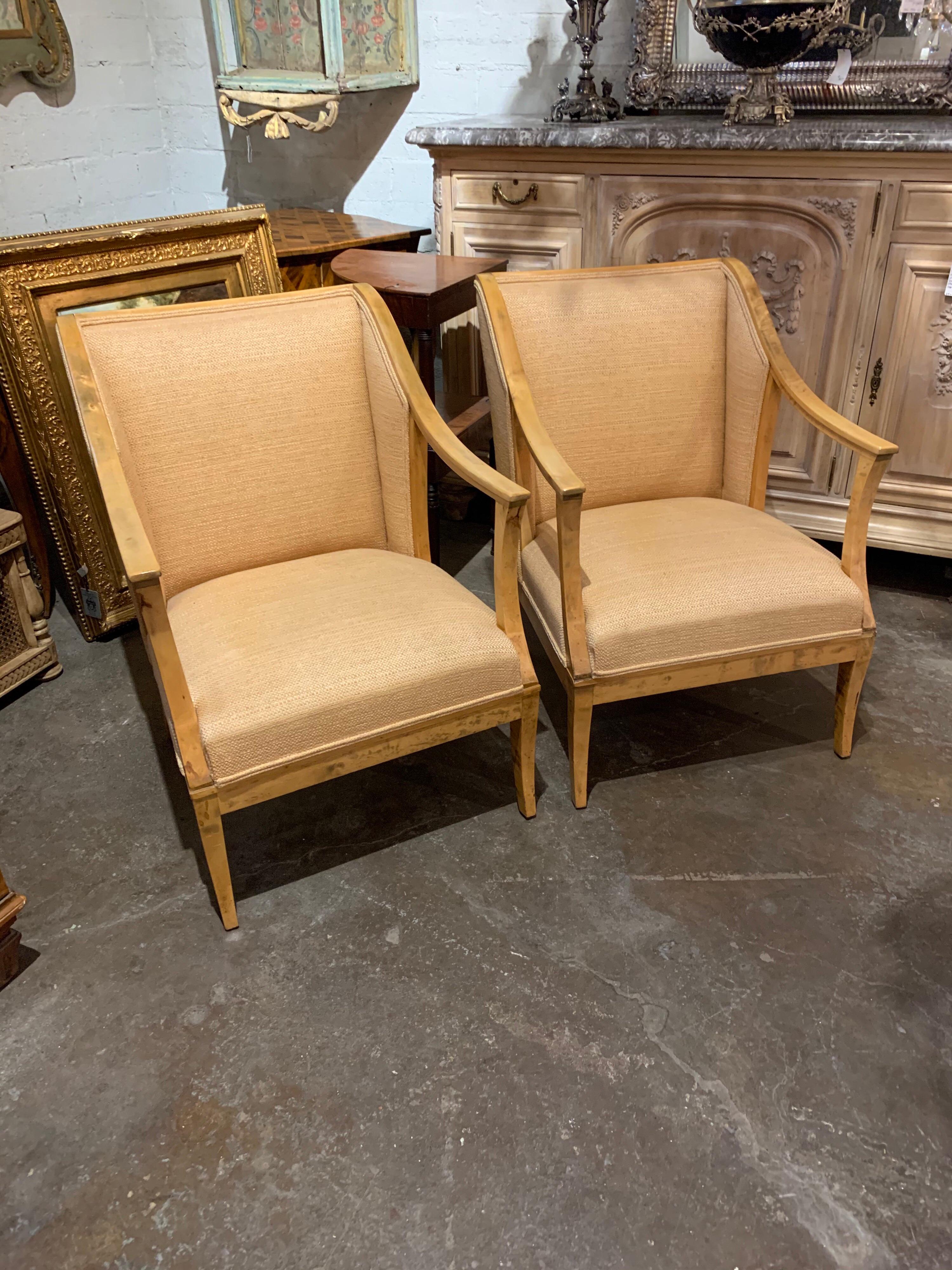 Pair of Biedermeier Rock Maple Armchairs 3