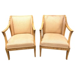 Pair of Biedermeier Rock Maple Armchairs