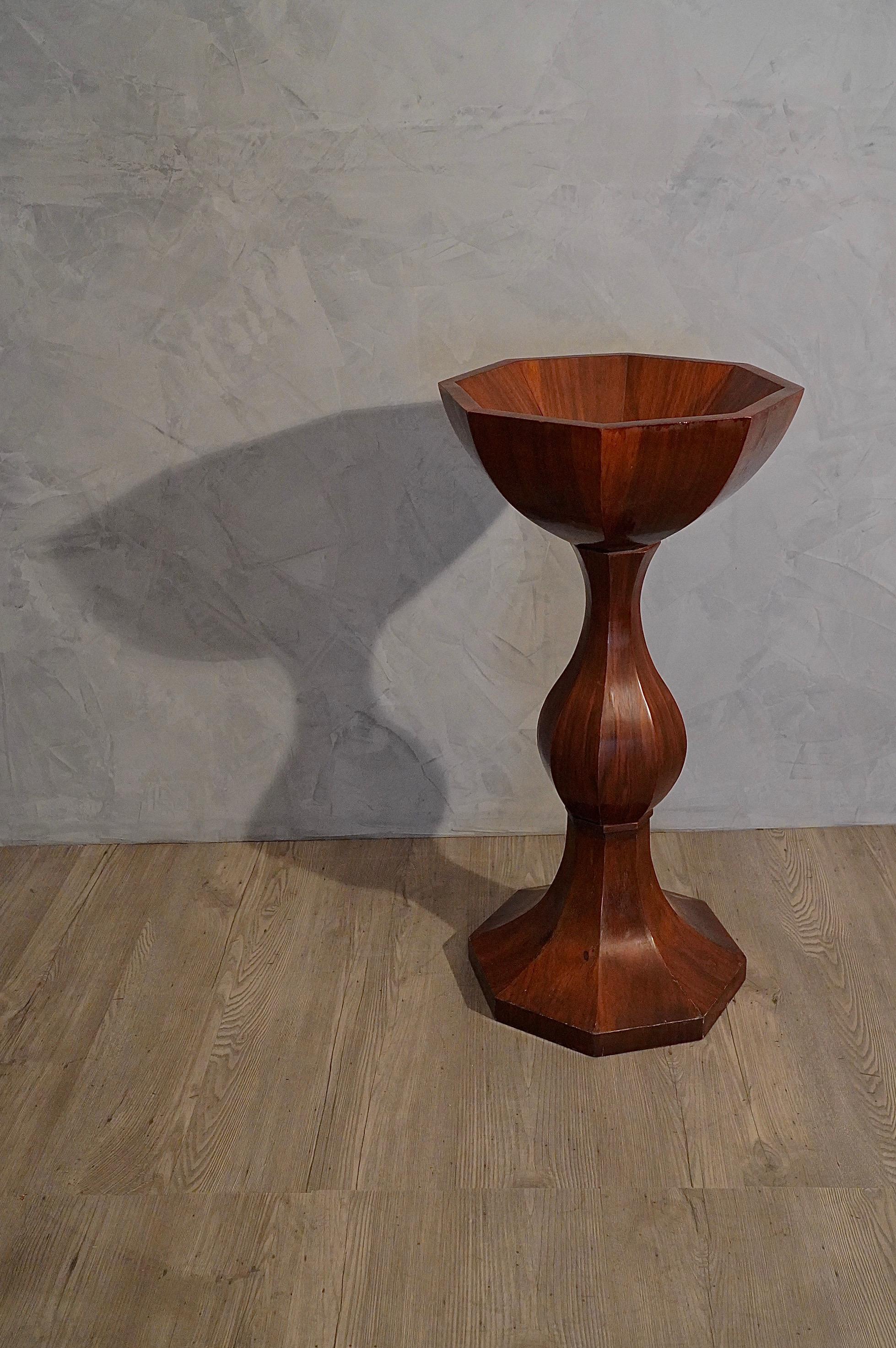 Austrian Biedermeier Round Octagonal Walnut Wood Plant Stand, 1830