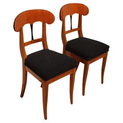 Pair of Biedermeier Shovel Chairs, Cherry Veneer, South Germany, circa 1820