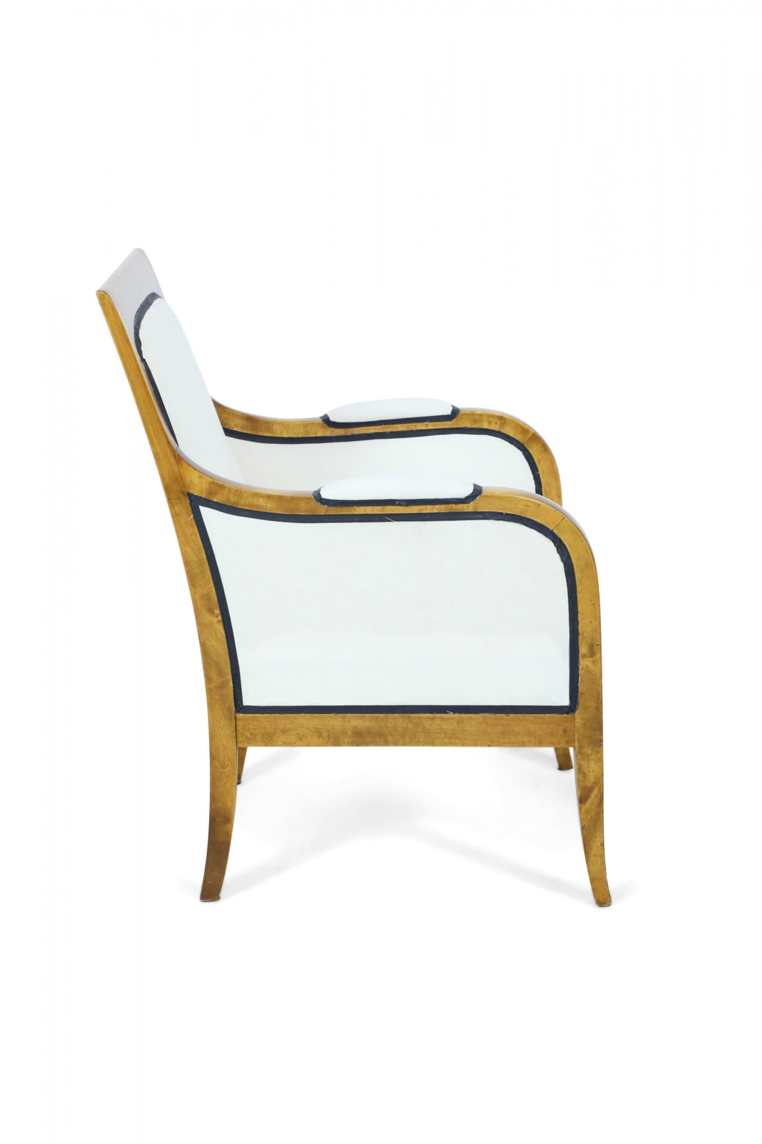 Biedermeier-Sessel mit quadratischer Rückenlehne aus Birke, Paar im Angebot 3
