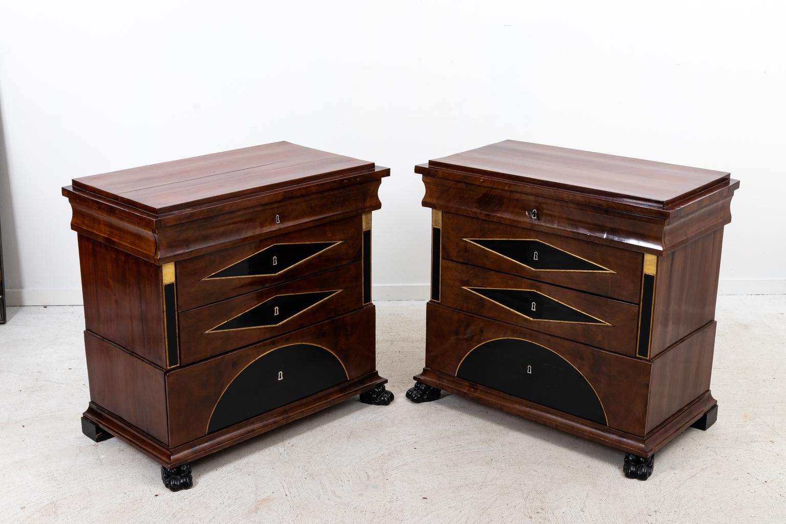 Pair of Biedermeier Style Chest of Drawers In Good Condition In Stamford, CT
