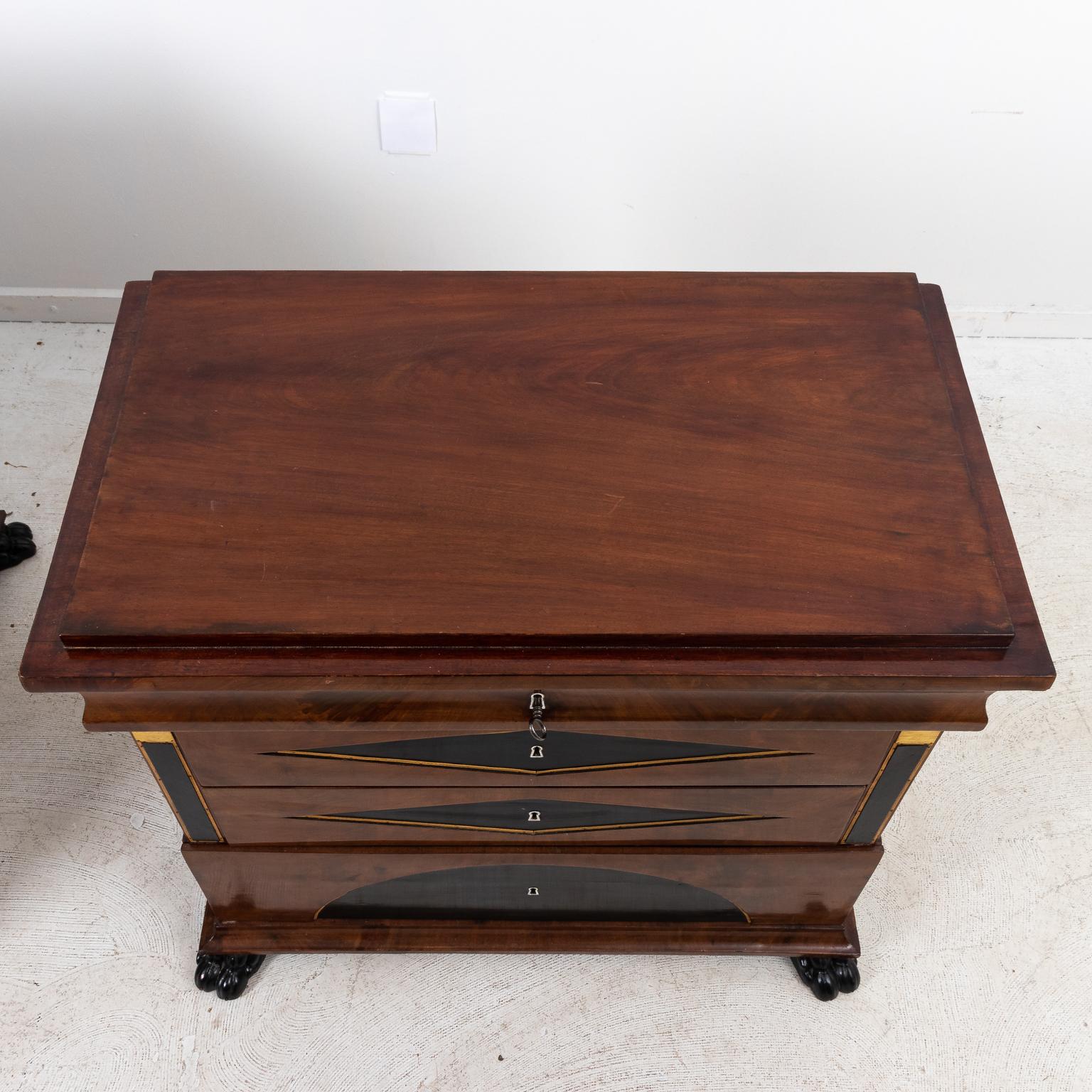 Brass Pair of Biedermeier Style Chest of Drawers