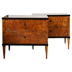 Pair of Biedermeier Style Chests in Burled Elm