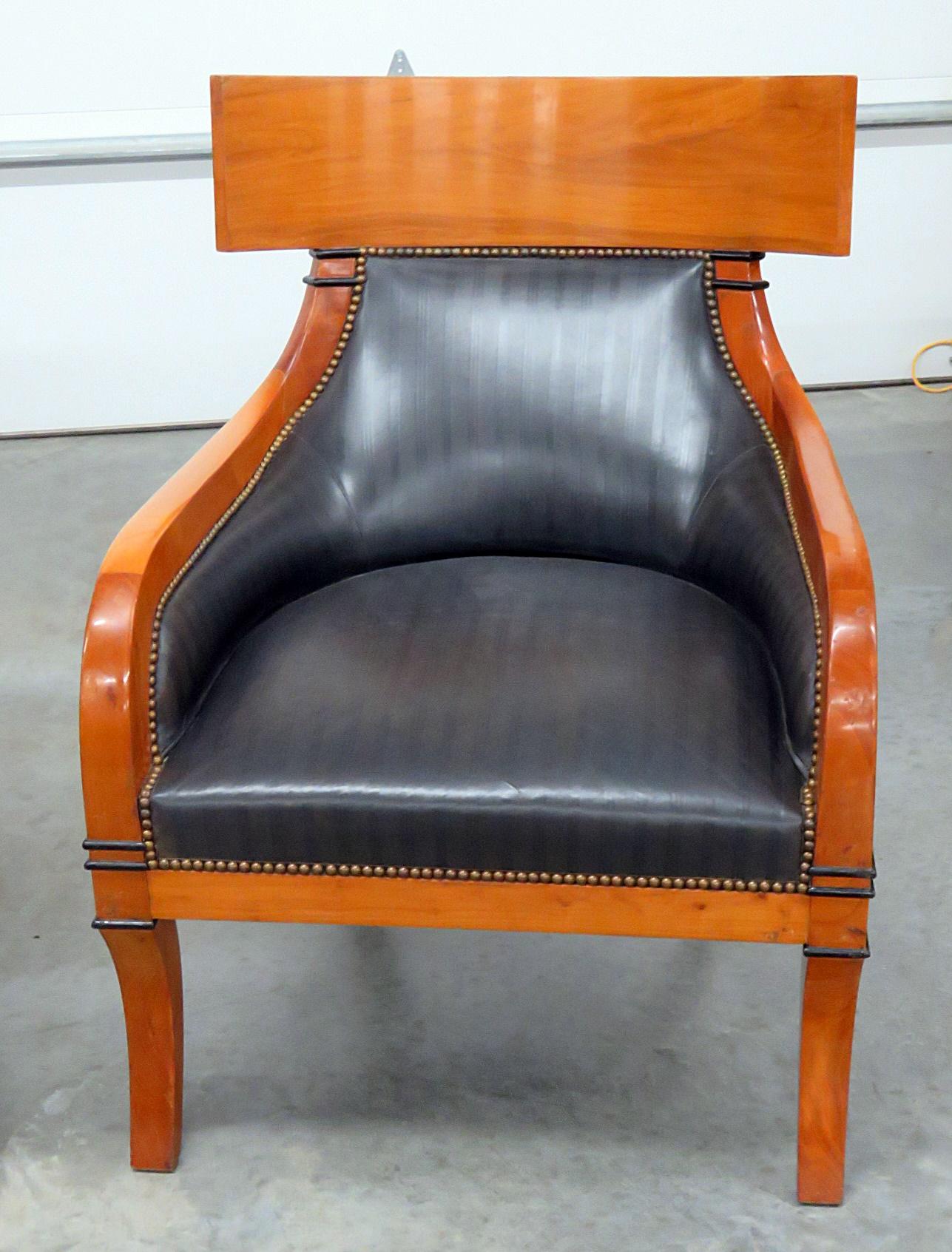 Pair of Biedermeier Style Club Chairs In Good Condition In Swedesboro, NJ