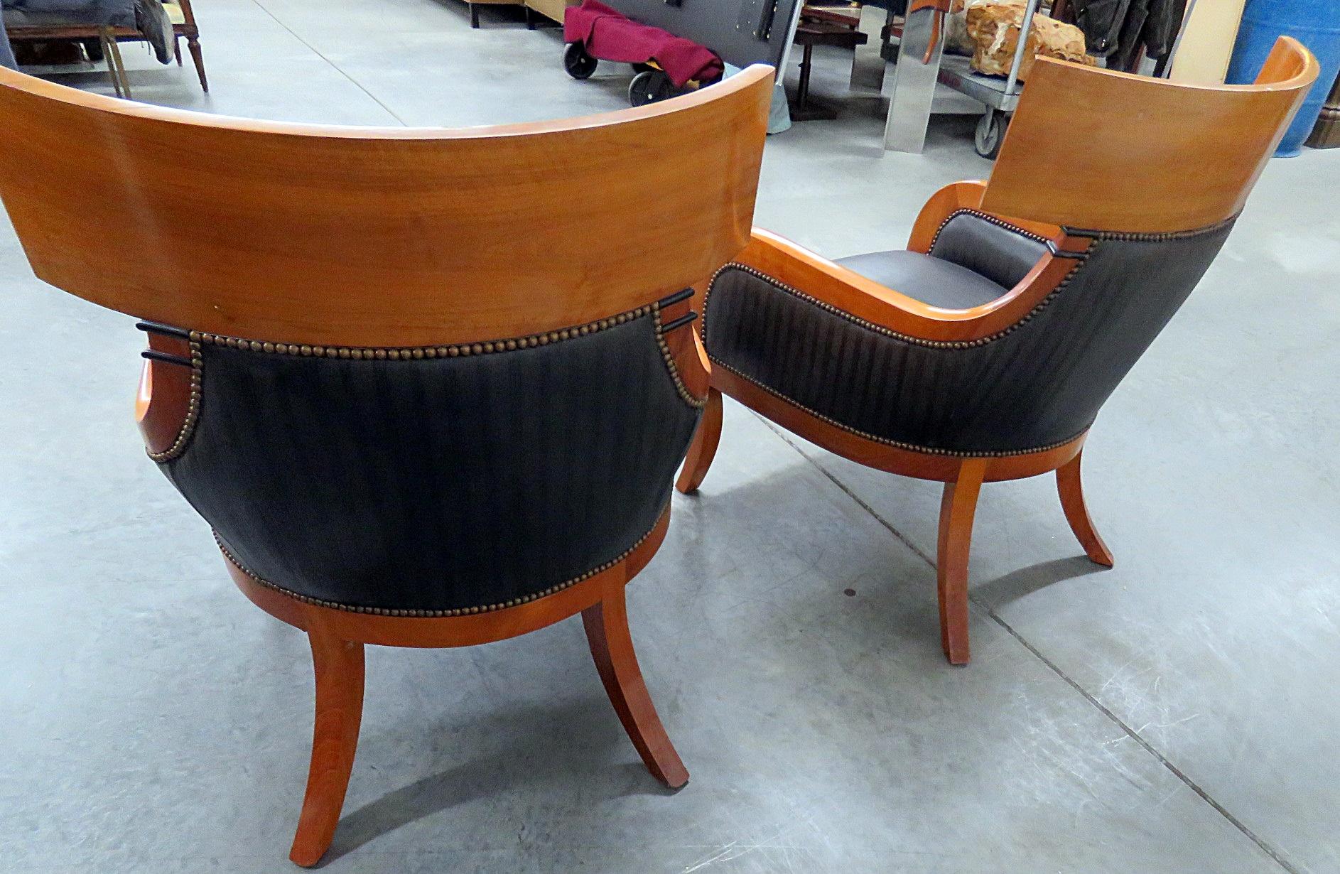 Pair of Biedermeier Style Club Chairs 1