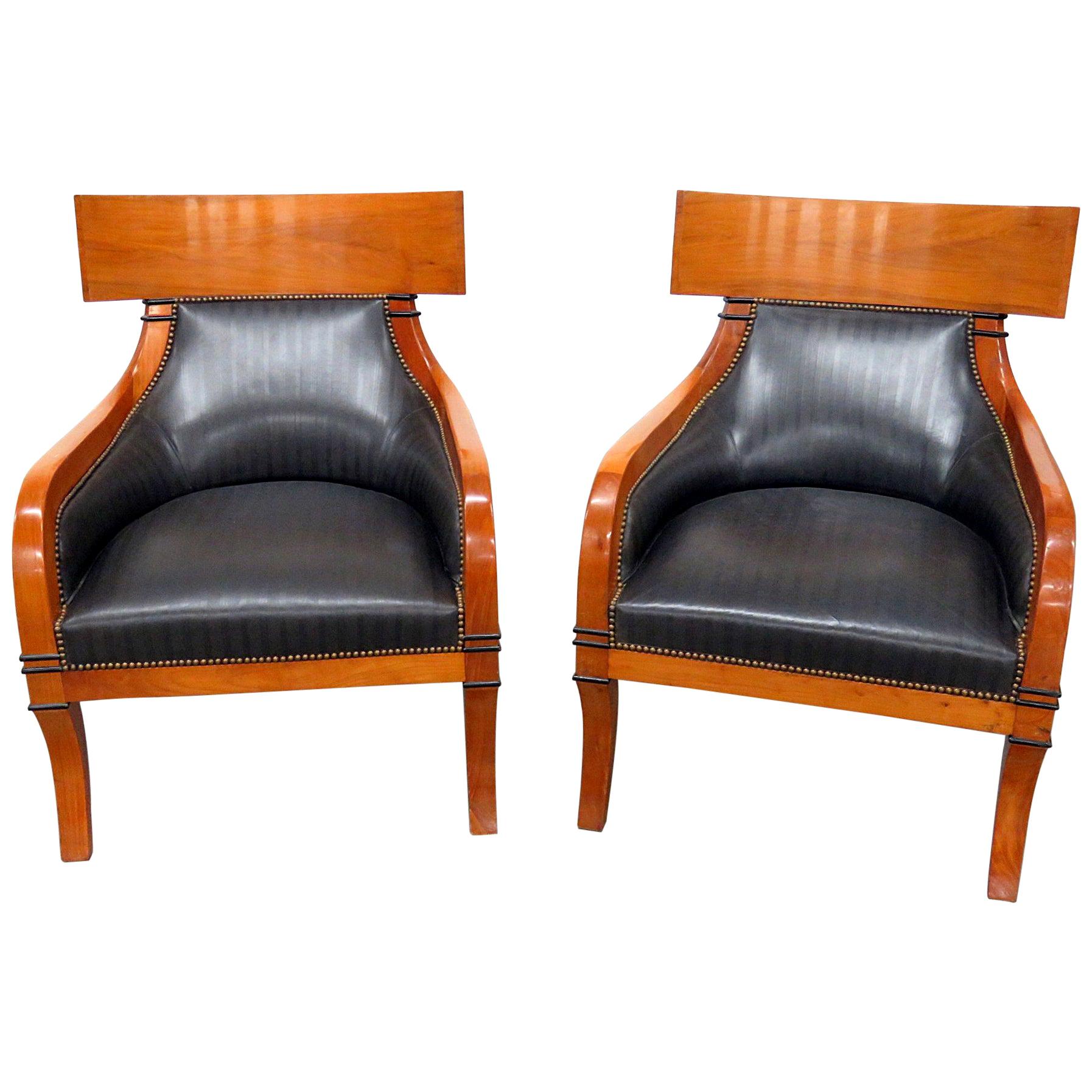Pair of Biedermeier Style Club Chairs